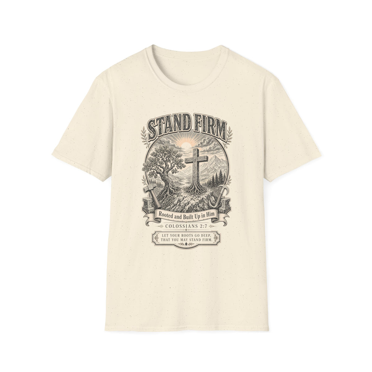 Stand Firm Christian T‑Shirt — Faith Cross Vintage Graphic