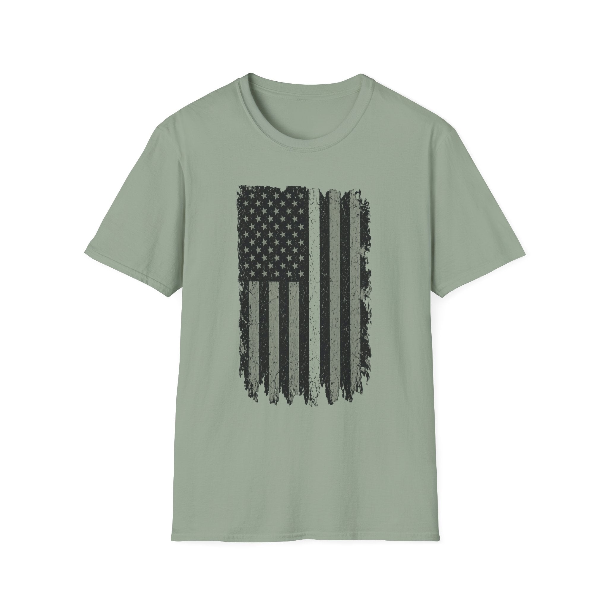 Distressed Thin White Line American Flag T‑Shirt — Grunge EMS, EMT and Paramedics Tribute Tee