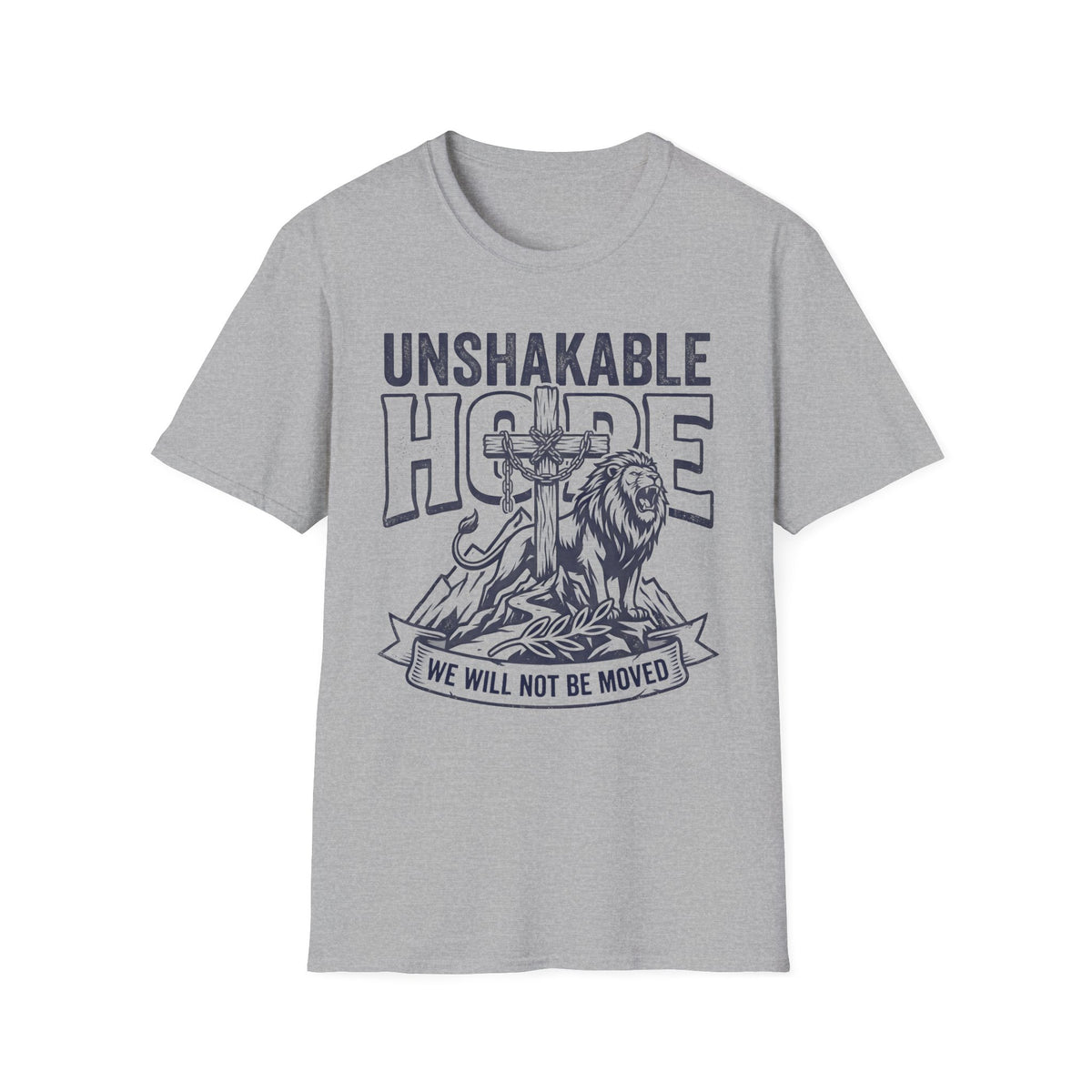 Unshakable Hope T-Shirt — Christian Lion & Cross Faith Tee