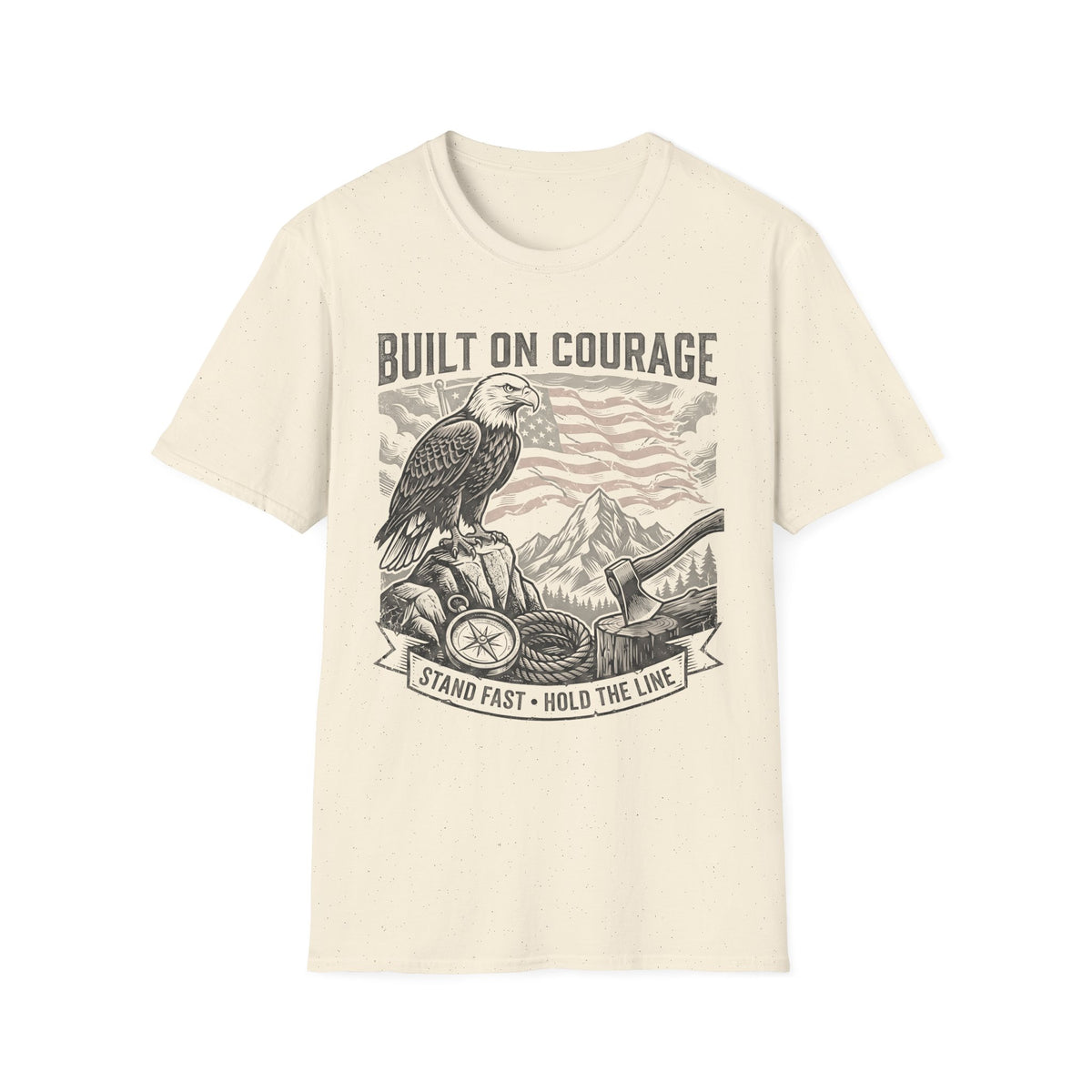 Built on Courage T-Shirt — Eagle & American Flag Patriotic Tee