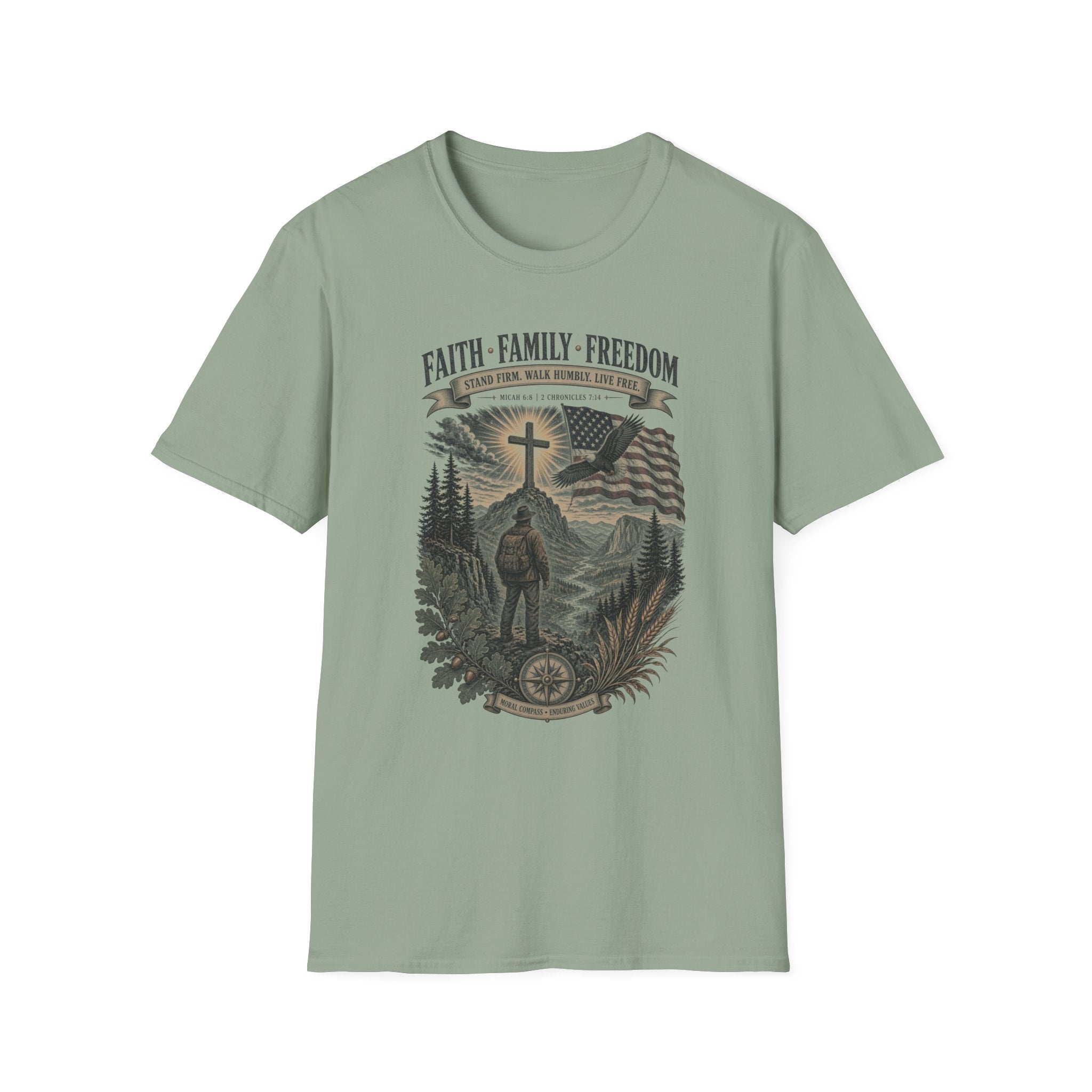 Faith Family Freedom T-Shirt — Patriotic Christian Religious Tee
