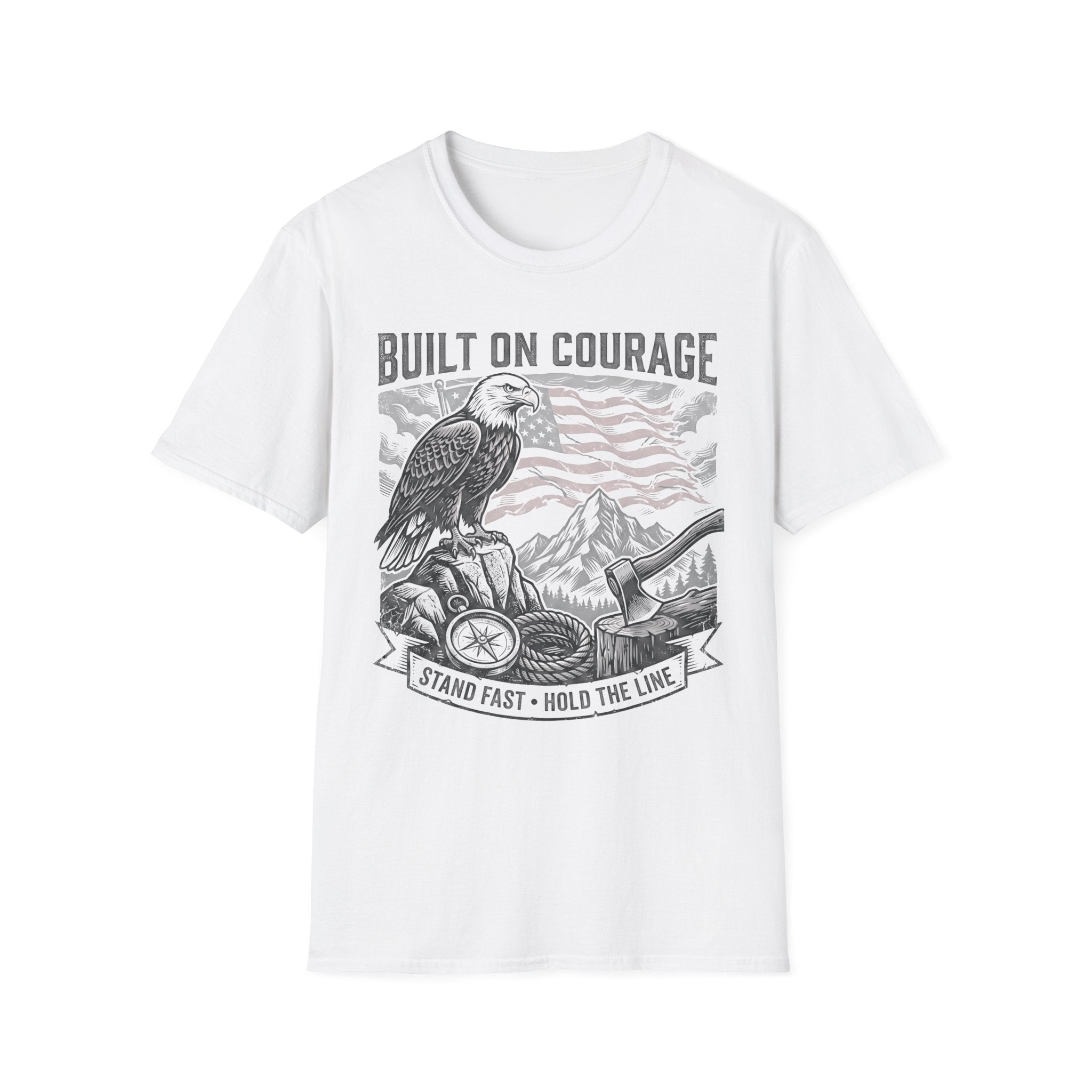 Built on Courage T-Shirt — Eagle & American Flag Patriotic Tee