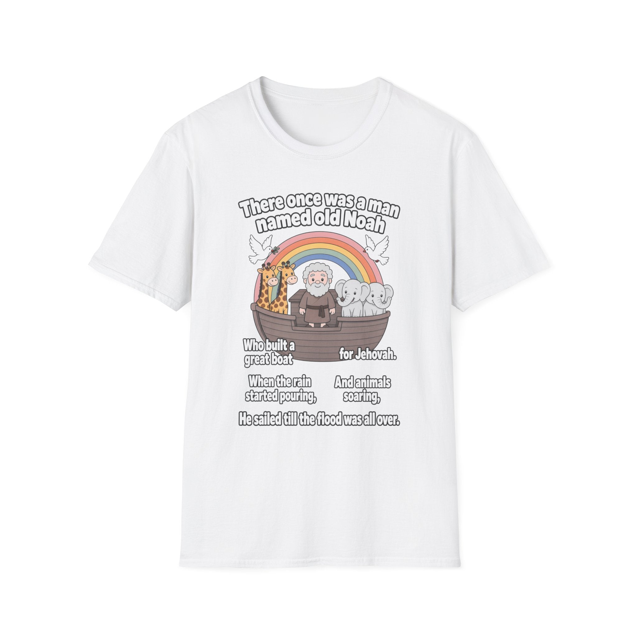 Noah Ark T-Shirt — "There once was a man named old Noah" Cute Rainbow Animal Tee