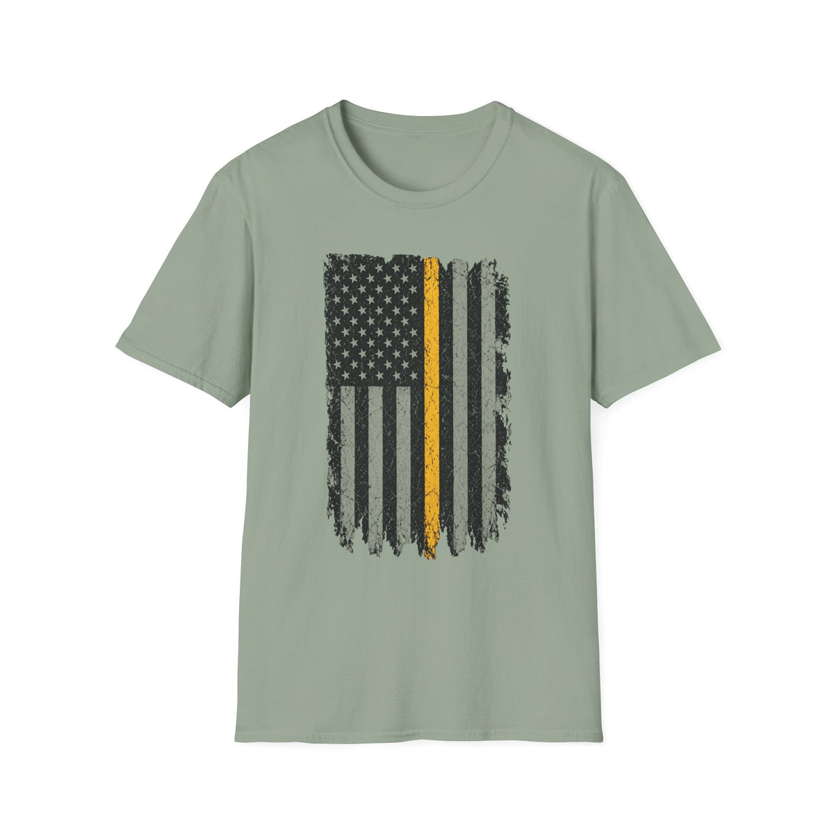 Thin Gold Line American Flag T-Shirt – Support 911 Dispatchers and Emergency Communications Tee