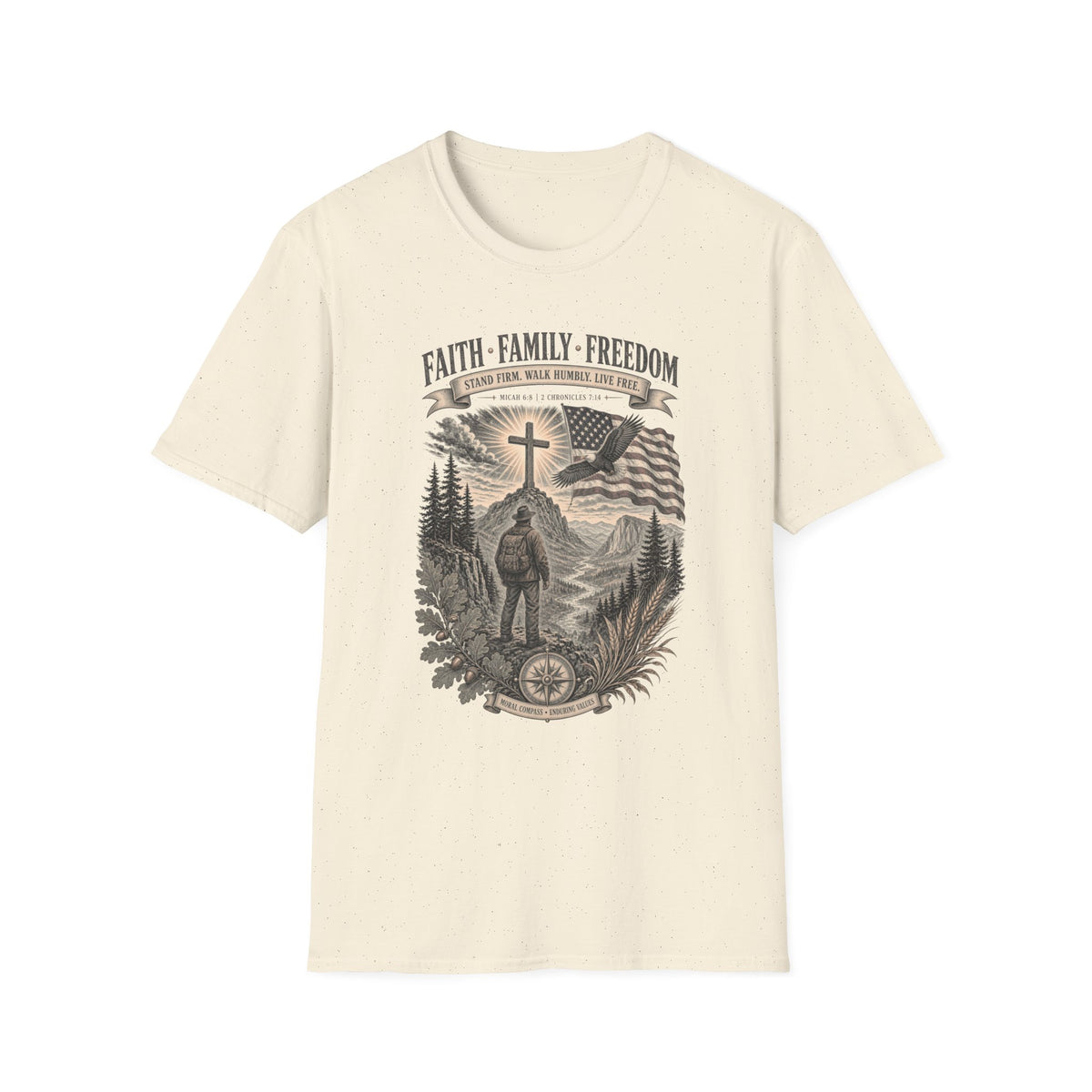 Faith Family Freedom T-Shirt — Patriotic Christian Religious Tee