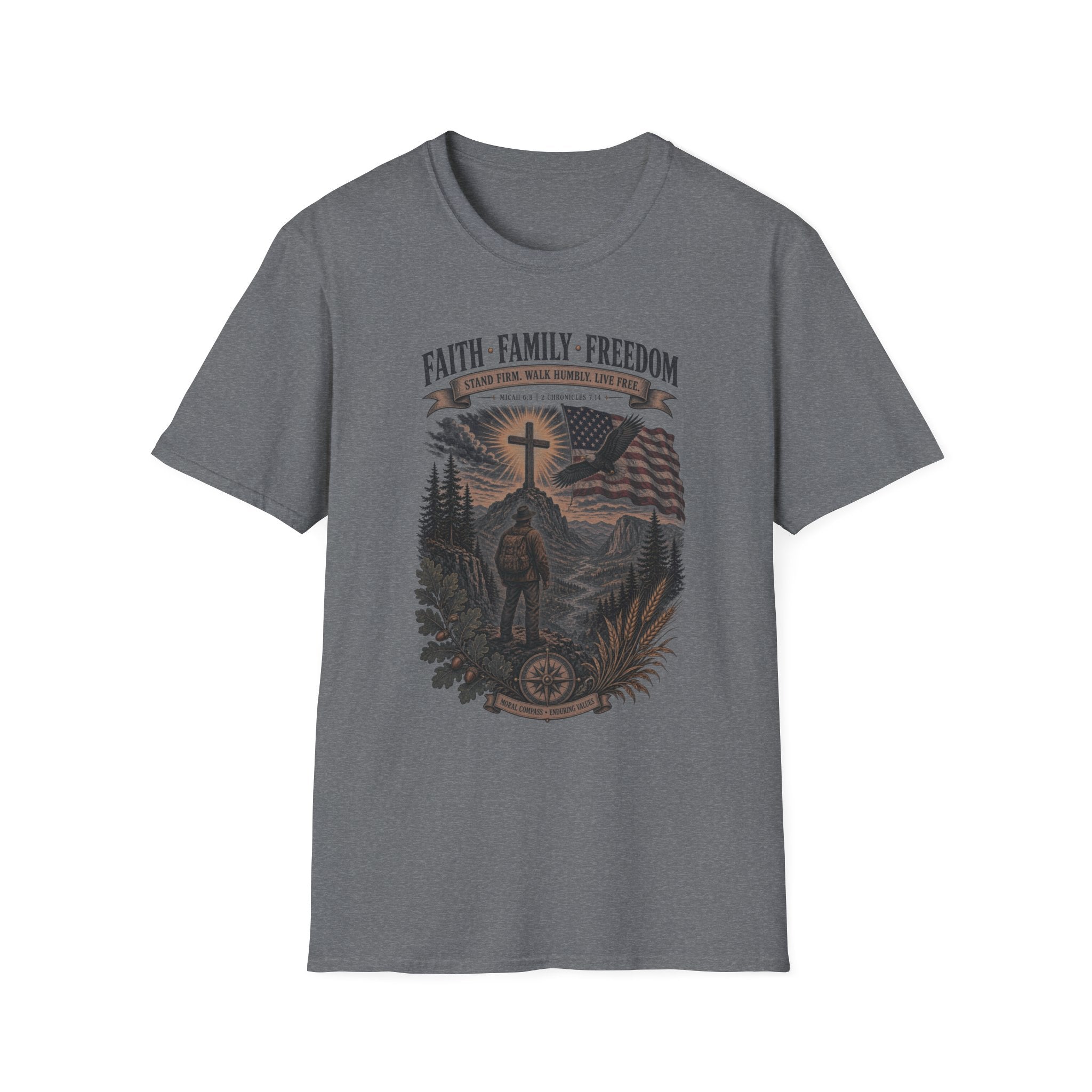 Faith Family Freedom T-Shirt — Patriotic Christian Religious Tee