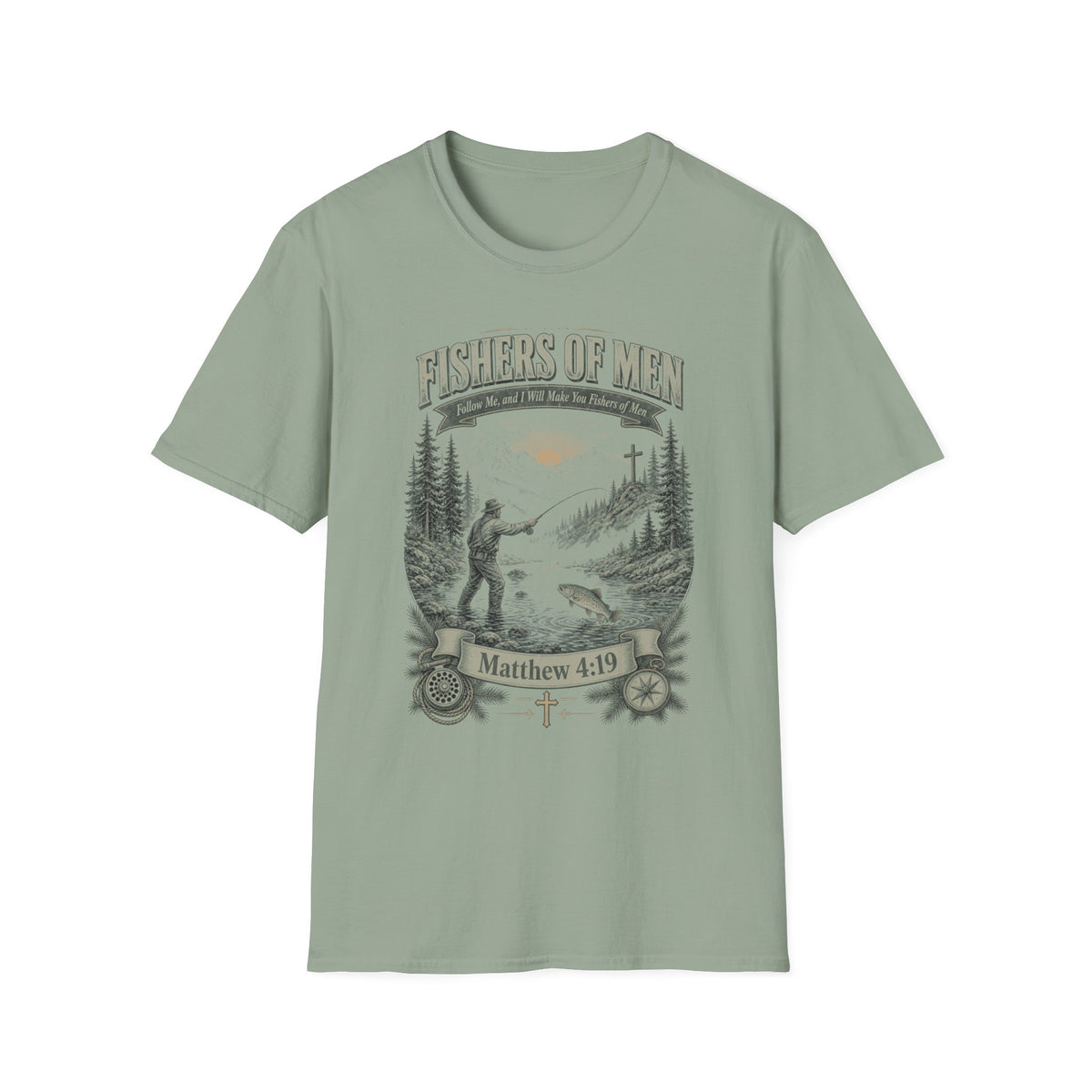 Fishers of Men T-Shirt — Matthew 4:19 Christian Fishing Tee