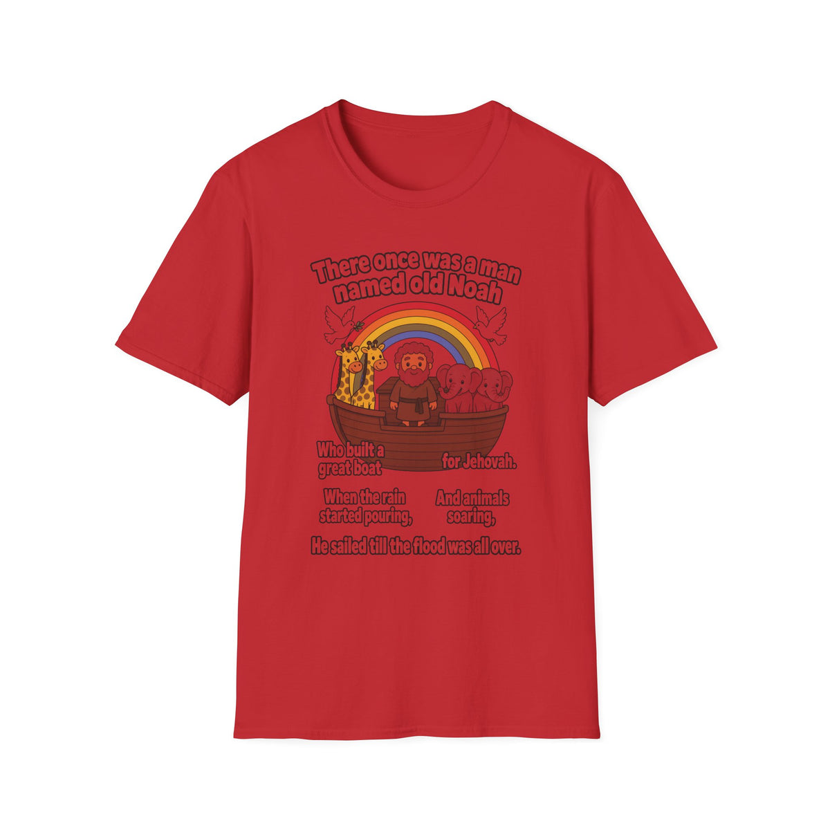 Noah Ark T-Shirt — "There once was a man named old Noah" Cute Rainbow Animal Tee