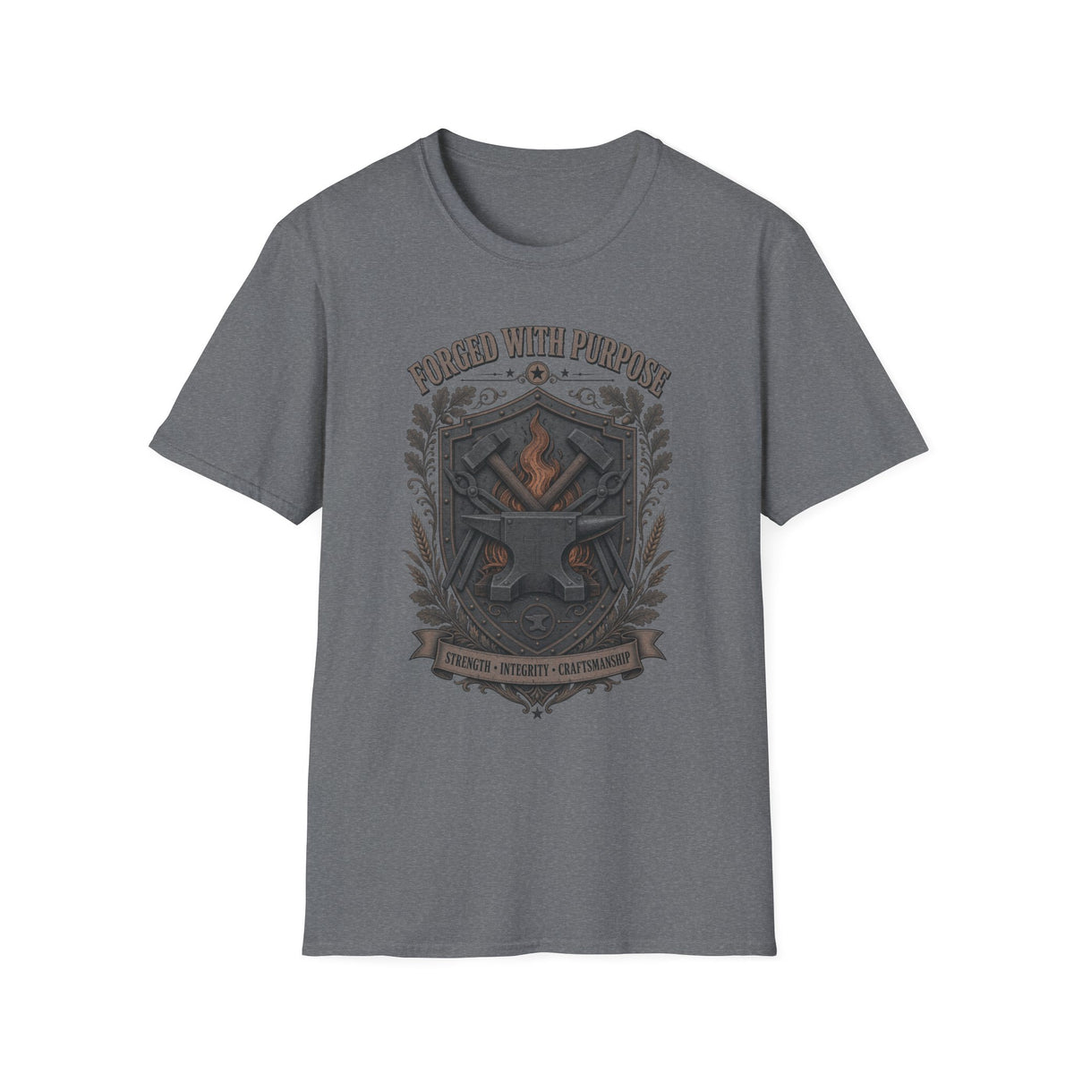T-Shirt — "Forged With Purpose" Blacksmith Crest Graphic Tee