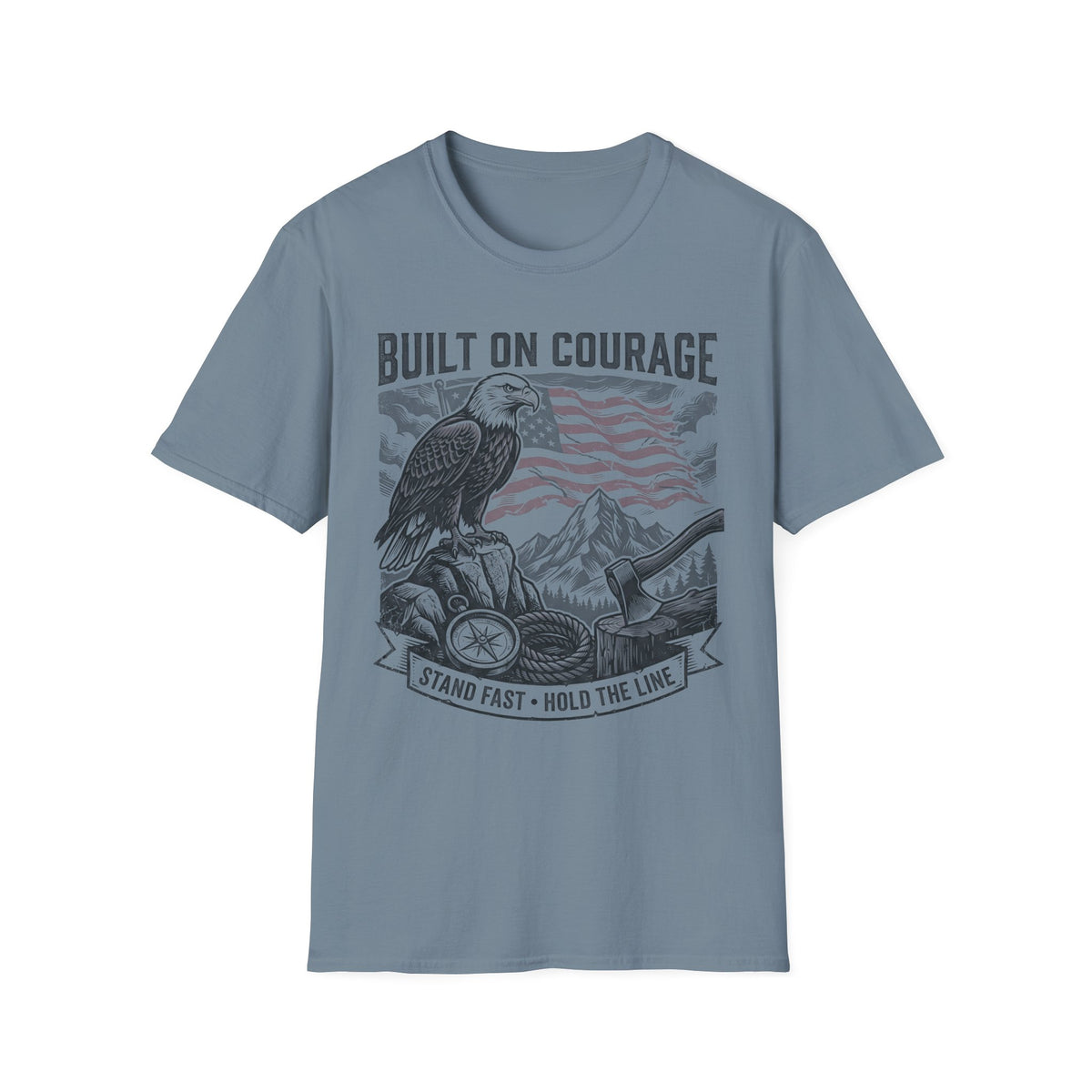 Built on Courage T-Shirt — Eagle & American Flag Patriotic Tee