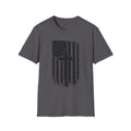 American Flag Cross Gray Line T-Shirt — Distressed Christian Patriotic Tee