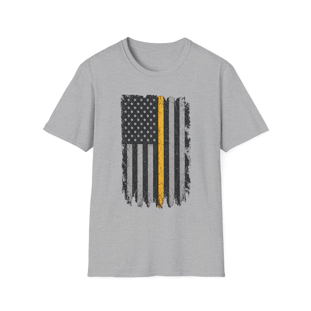 Thin Gold Line American Flag T-Shirt – Support 911 Dispatchers and Emergency Communications Tee
