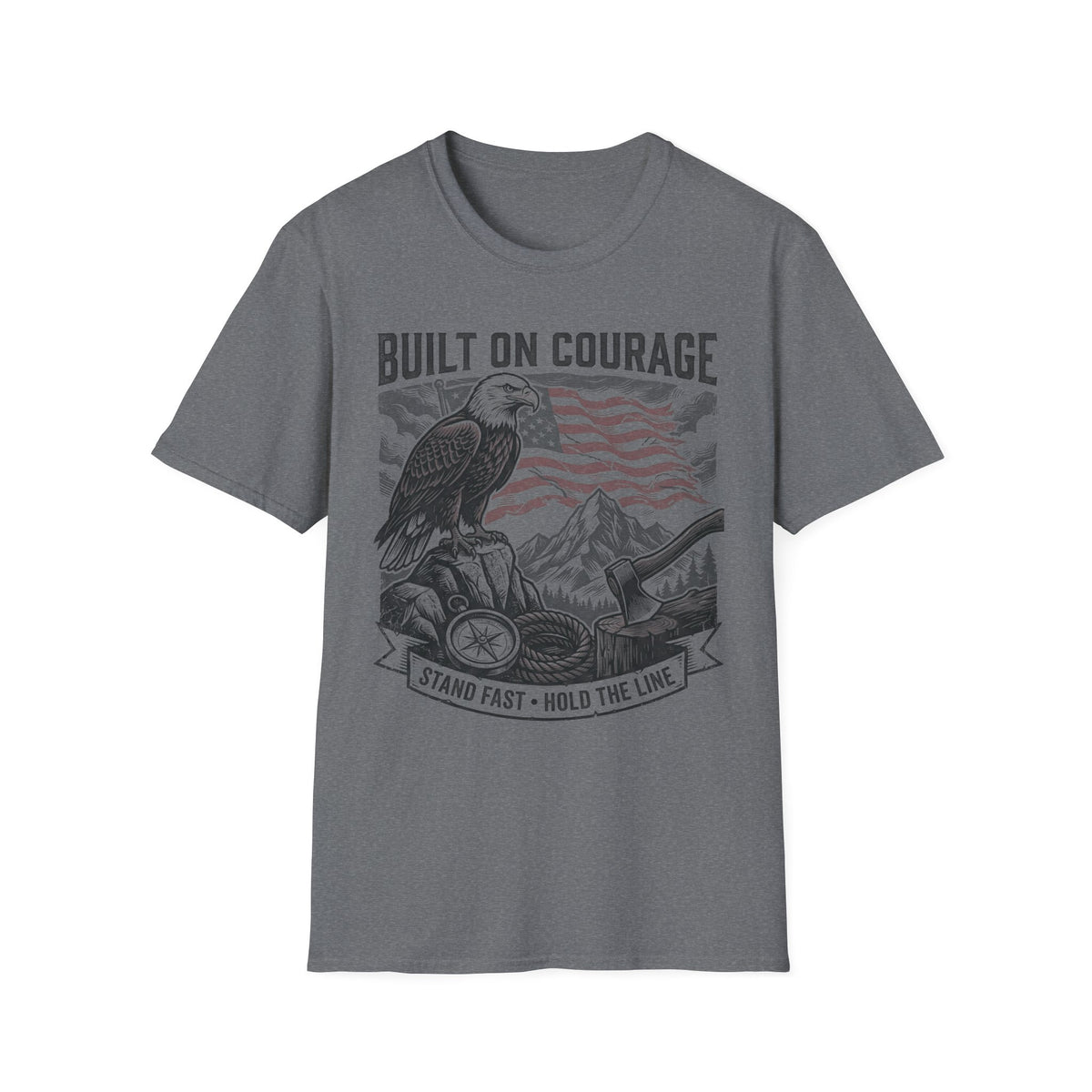 Built on Courage T-Shirt — Eagle & American Flag Patriotic Tee