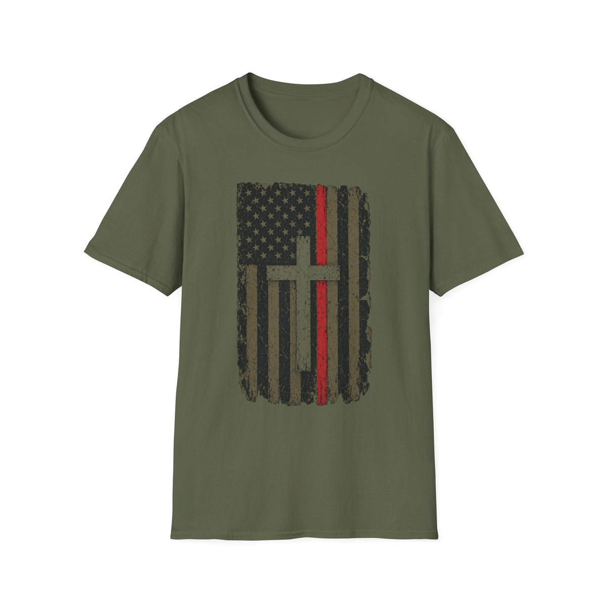 American Flag Cross T-Shirt — Thin Red Line Christian Tee
