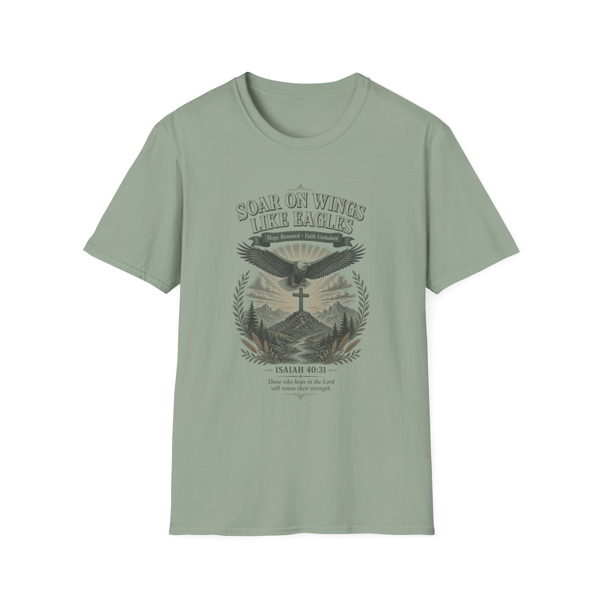 Soar On Wings Like Eagles T-Shirt — Inspirational Faith Eagle Design