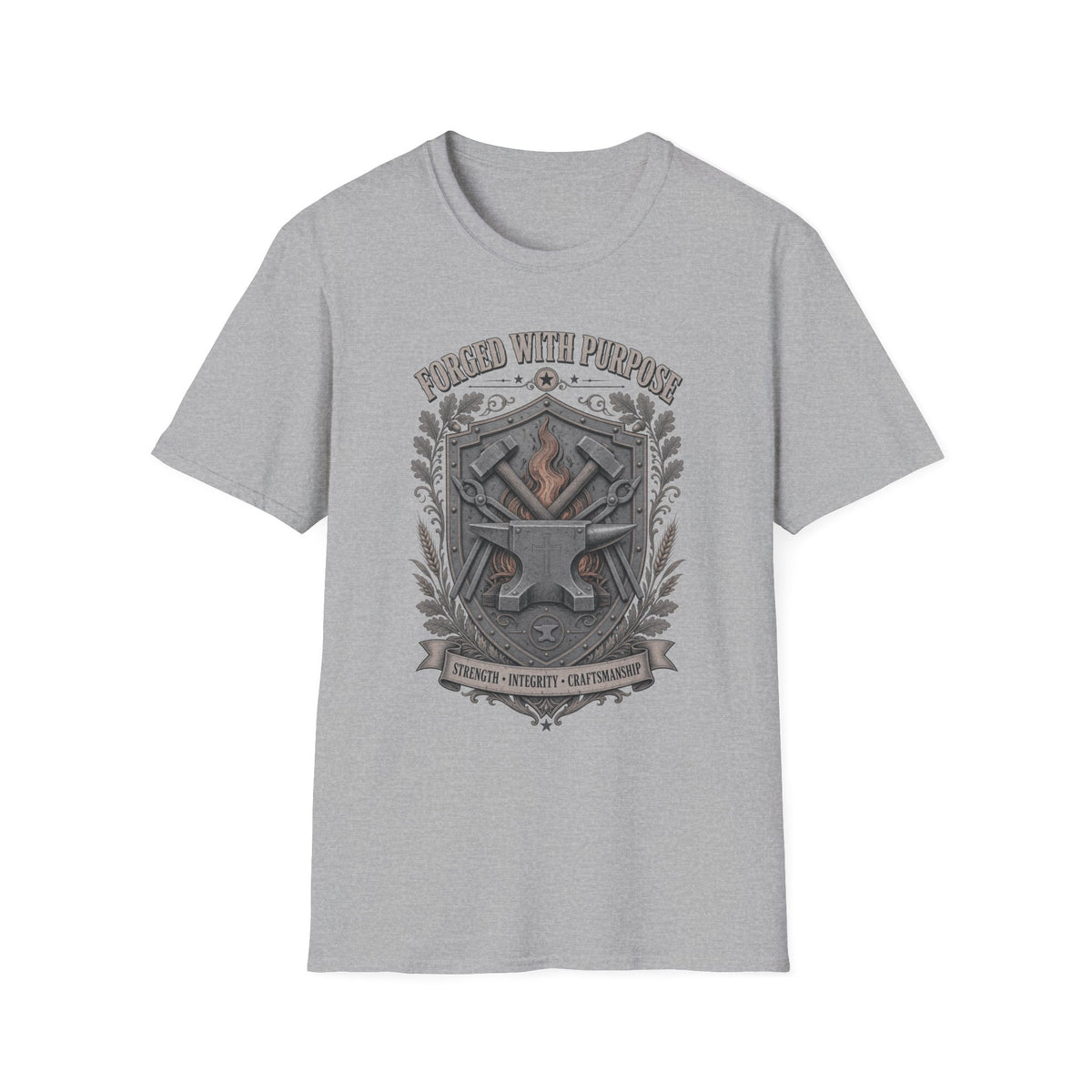 T-Shirt — "Forged With Purpose" Blacksmith Crest Graphic Tee
