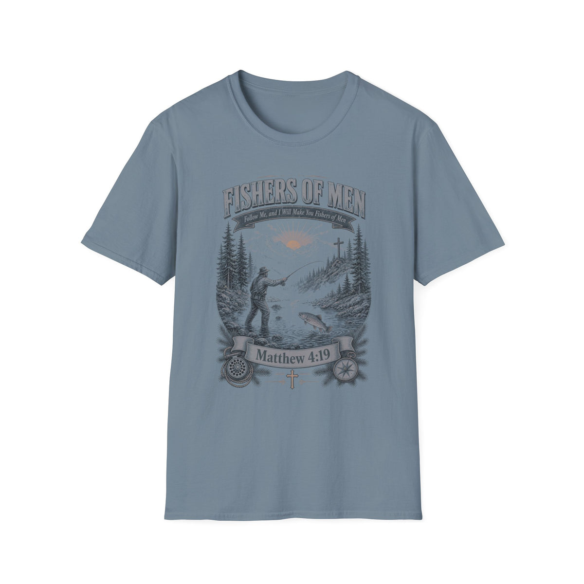 Fishers of Men T-Shirt — Matthew 4:19 Christian Fishing Tee