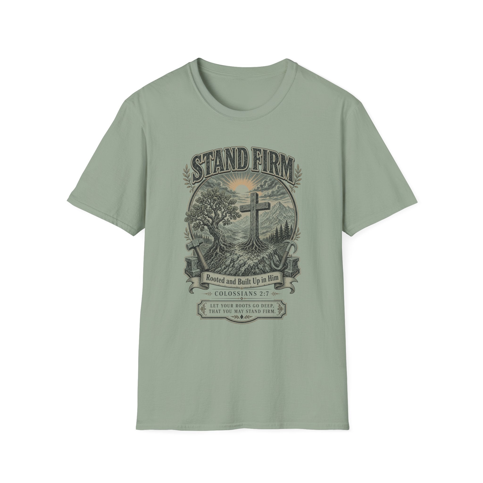 Stand Firm Christian T‑Shirt — Faith Cross Vintage Graphic