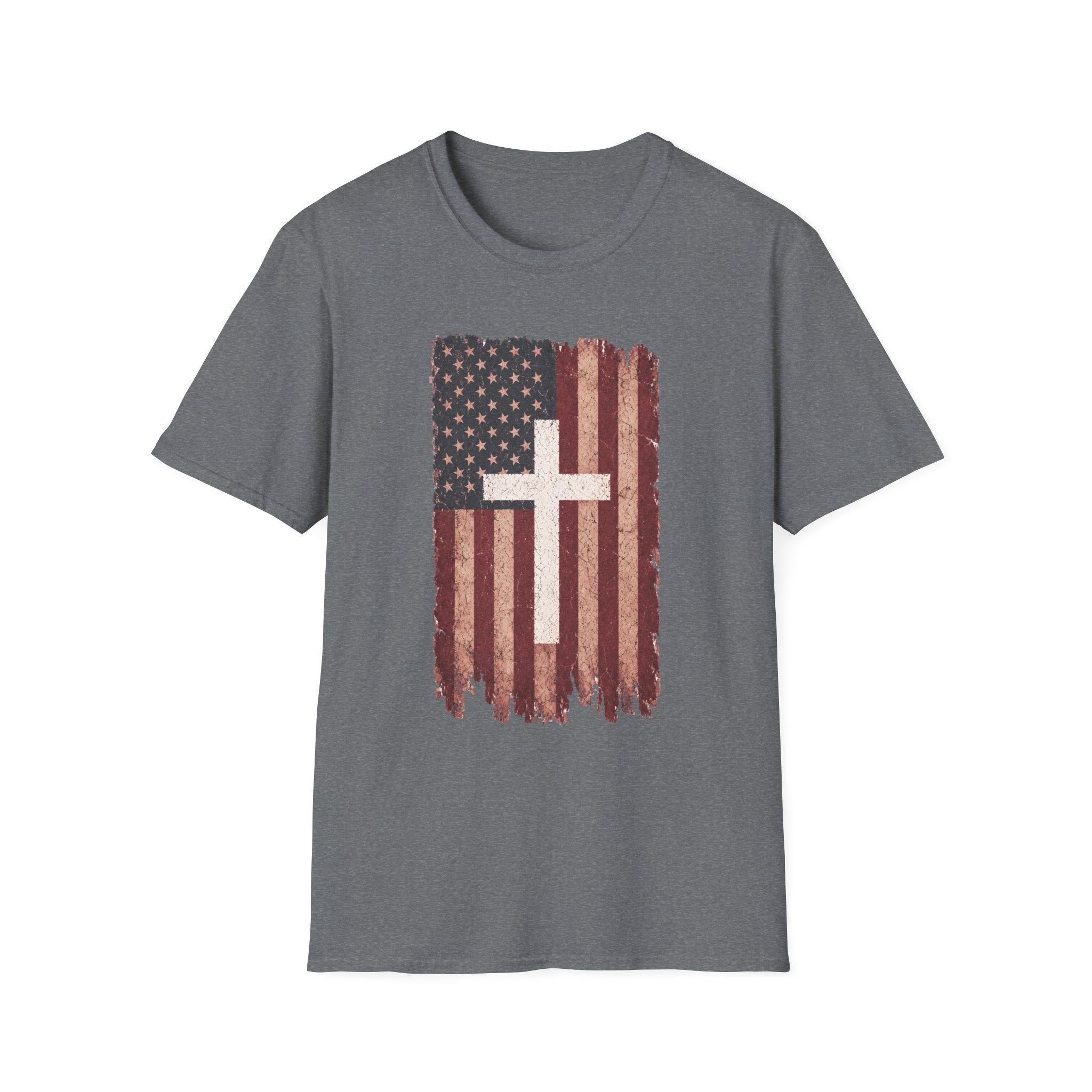 American Flag Cross T-Shirt — Vintage Christian Patriotic Tee