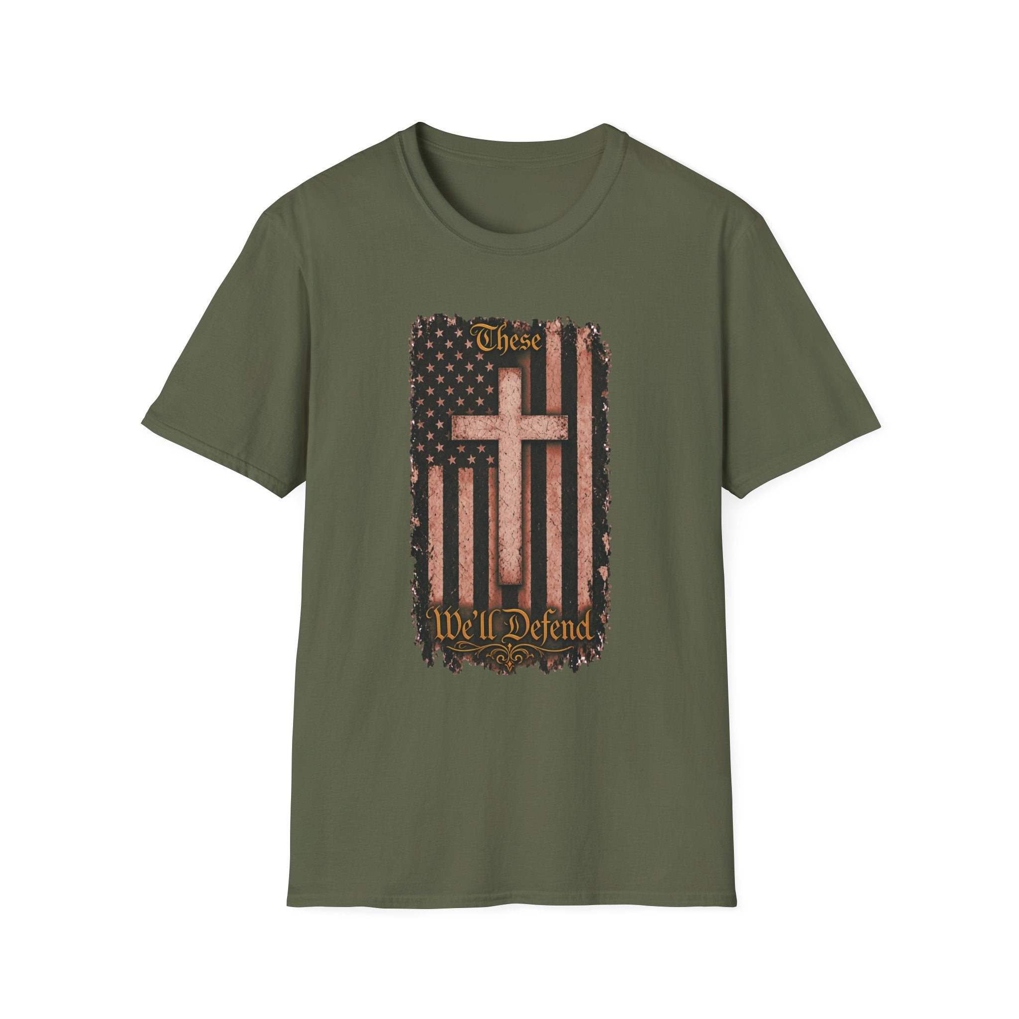 Christian Flag Cross T-Shirt — These Colors Don’t Run Inspirational Faith Tee