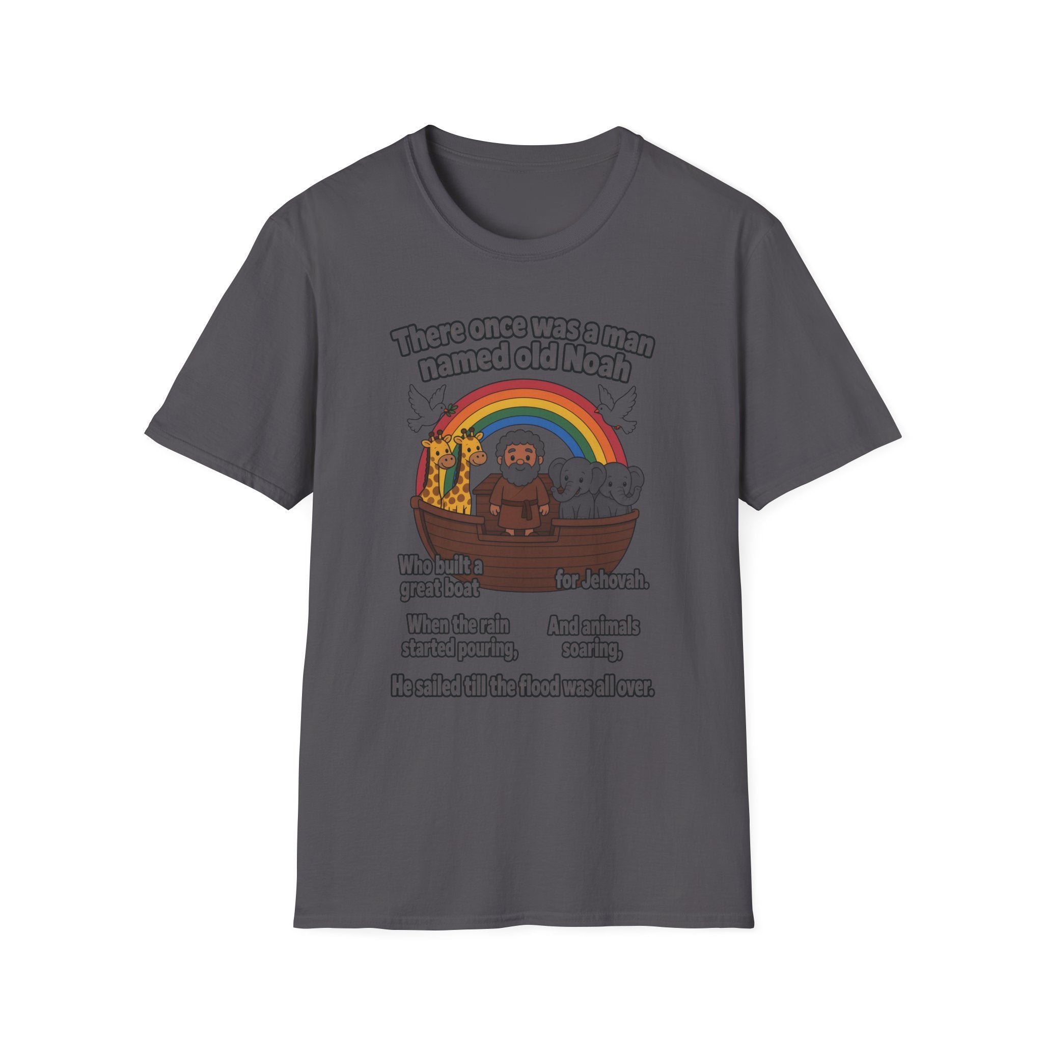 Noah Ark T-Shirt — "There once was a man named old Noah" Cute Rainbow Animal Tee