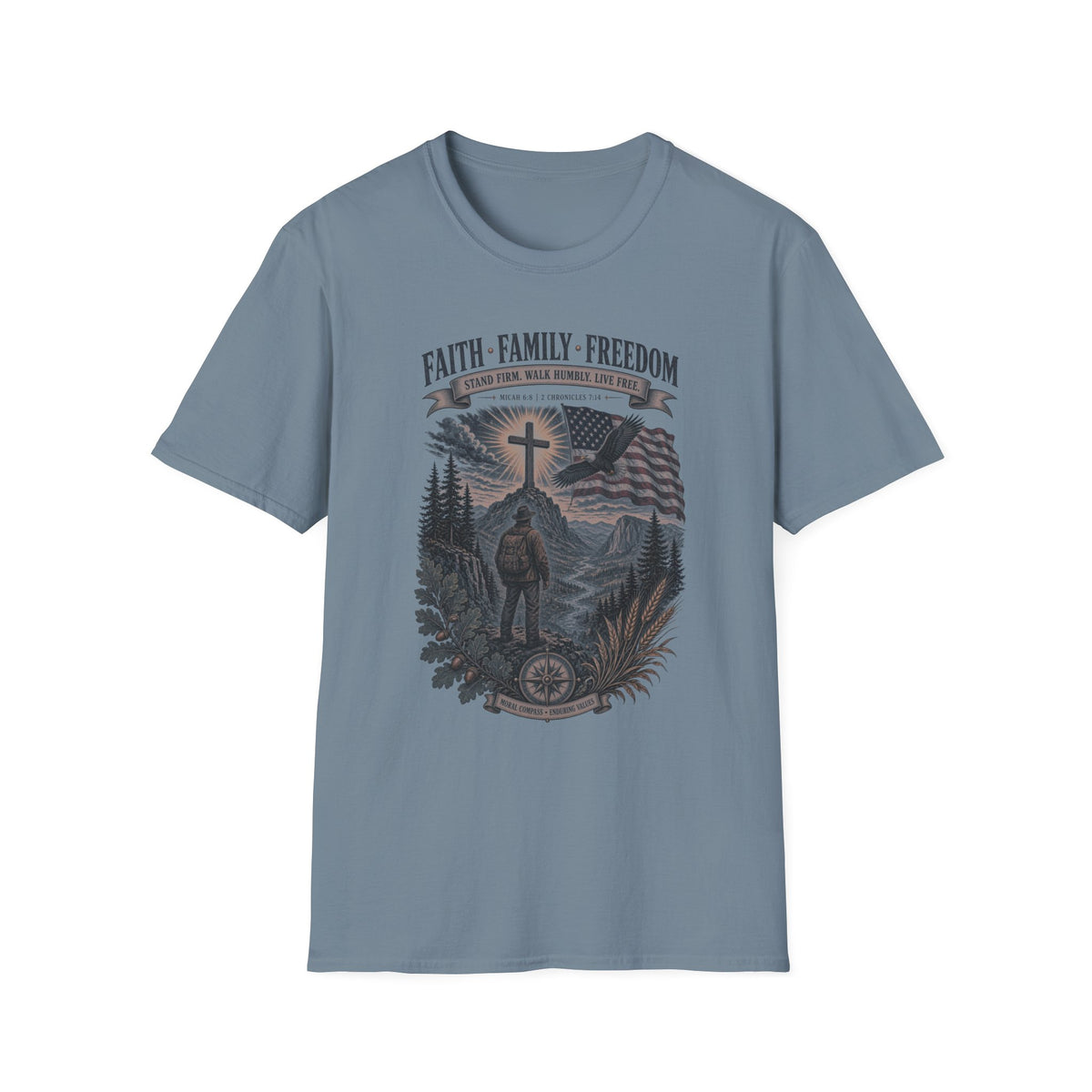 Faith Family Freedom T-Shirt — Patriotic Christian Religious Tee