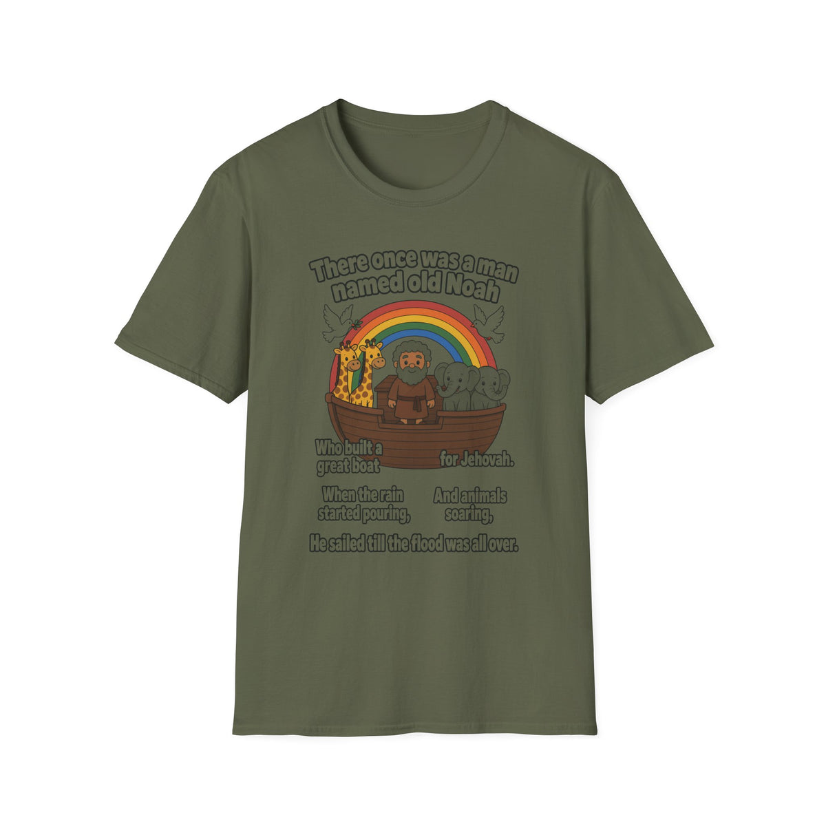 Noah Ark T-Shirt — "There once was a man named old Noah" Cute Rainbow Animal Tee