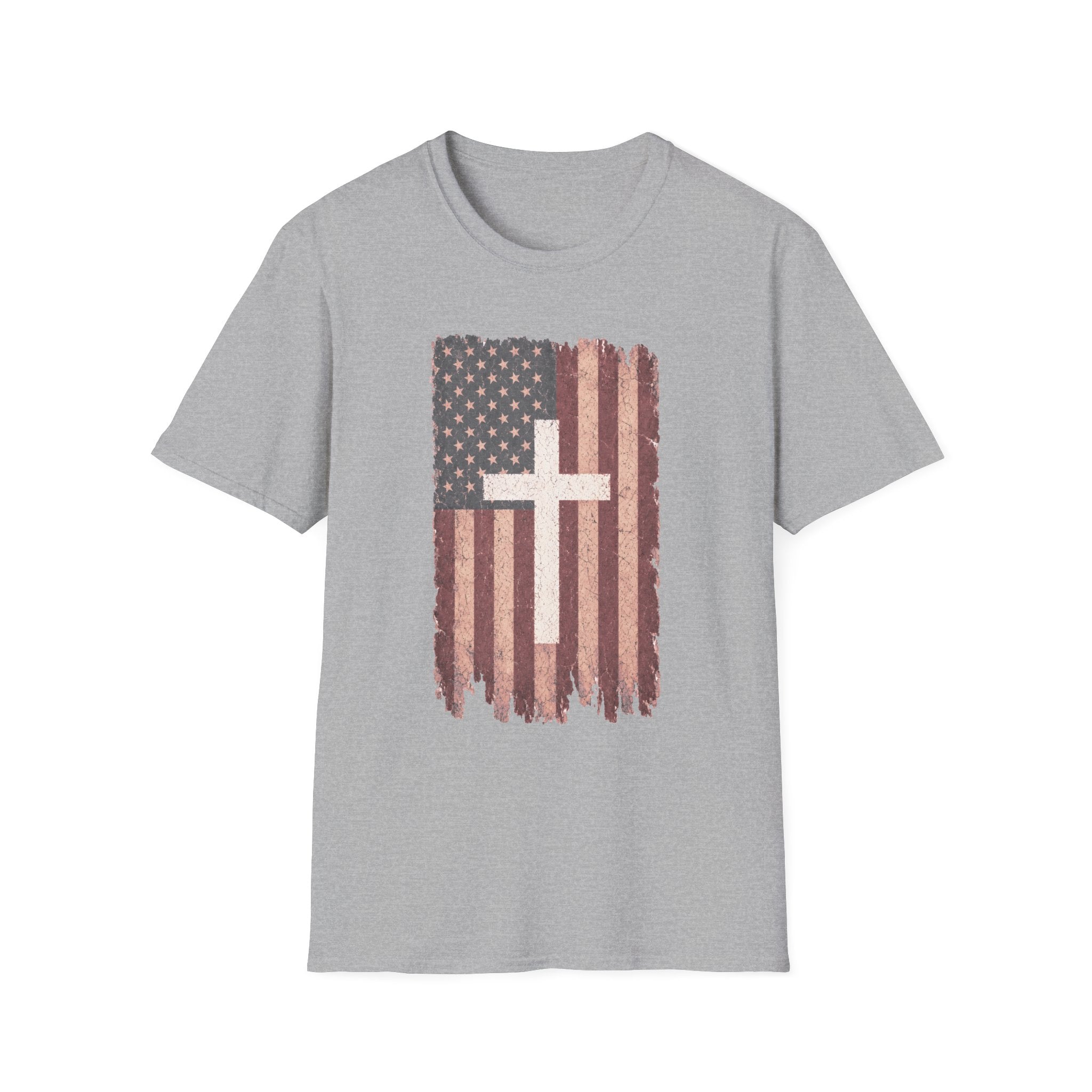 American Flag Cross T-Shirt — Vintage Christian Patriotic Tee