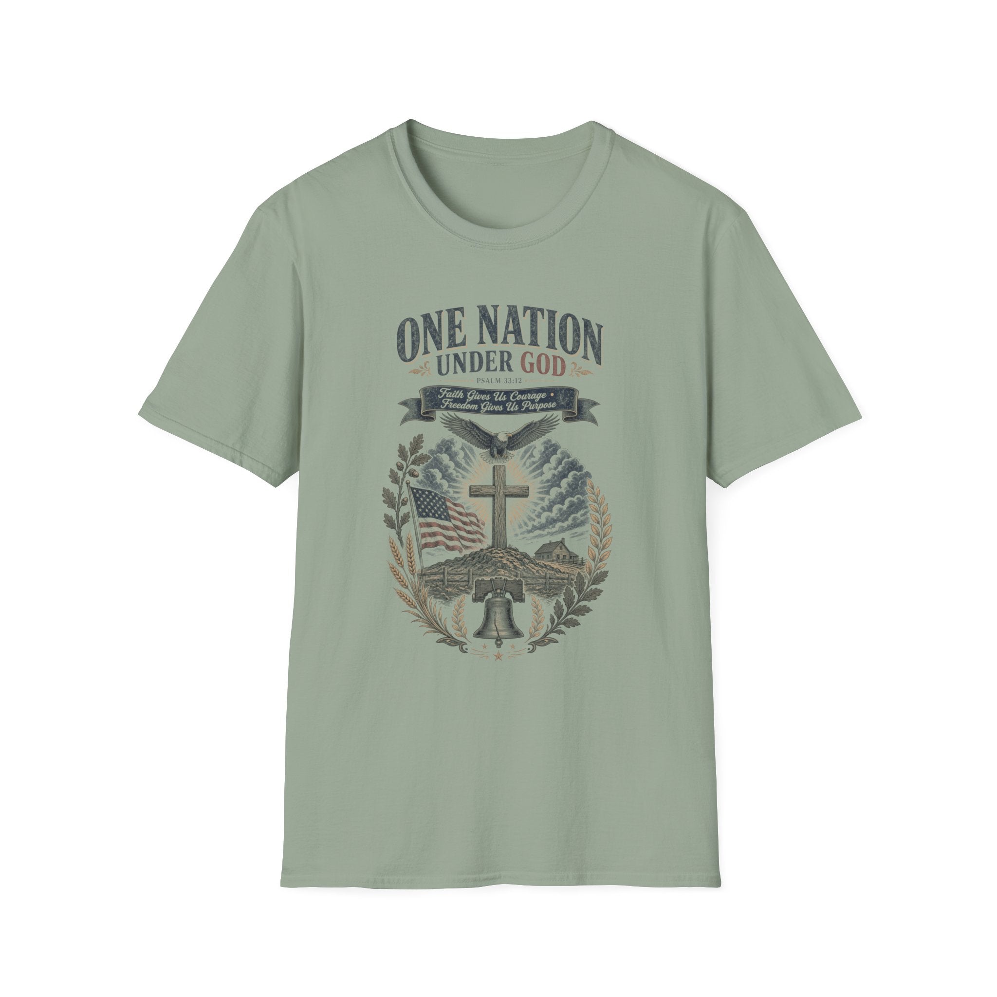 One Nation Under God T-Shirt — Patriotic Christian Flag Tee