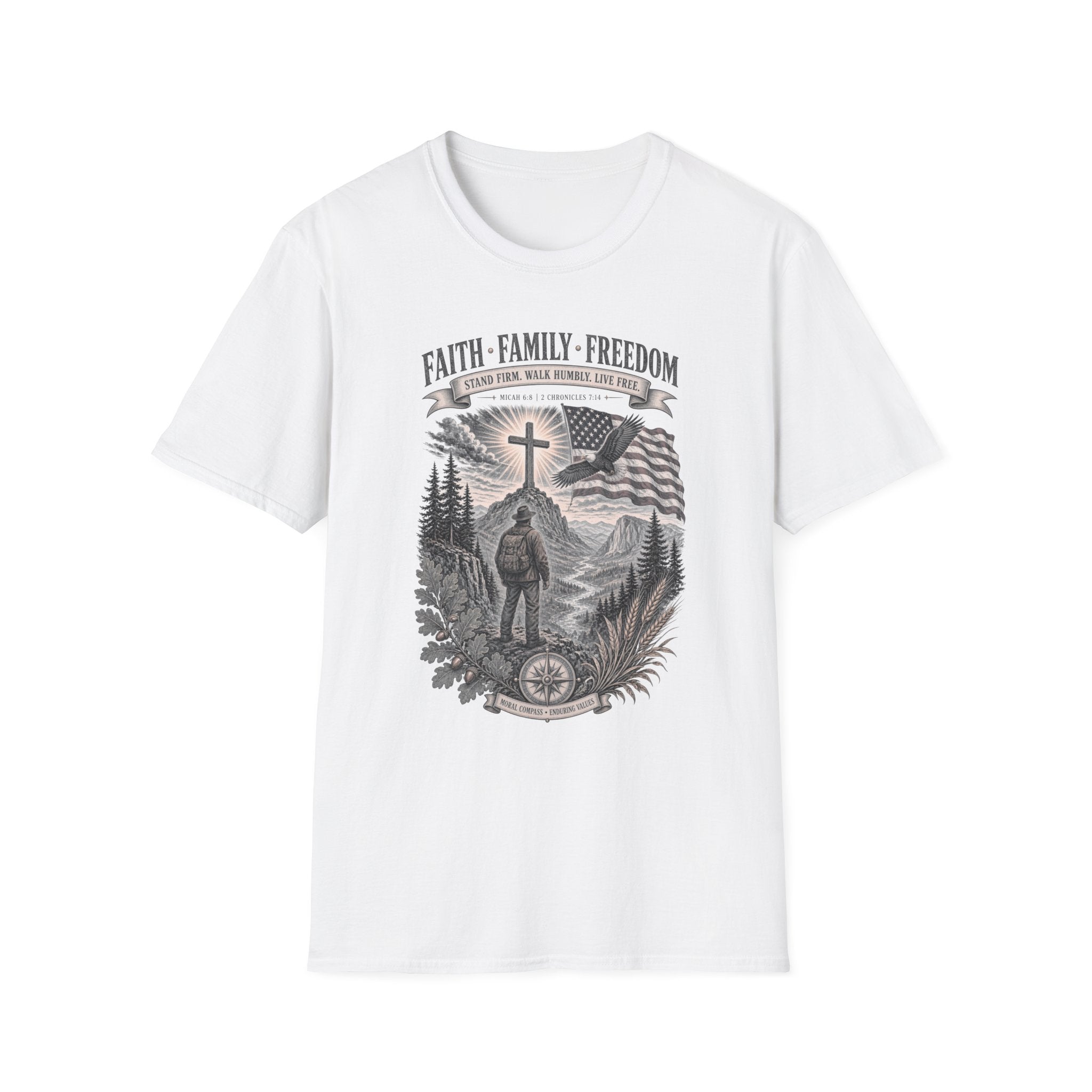 Faith Family Freedom T-Shirt — Patriotic Christian Religious Tee