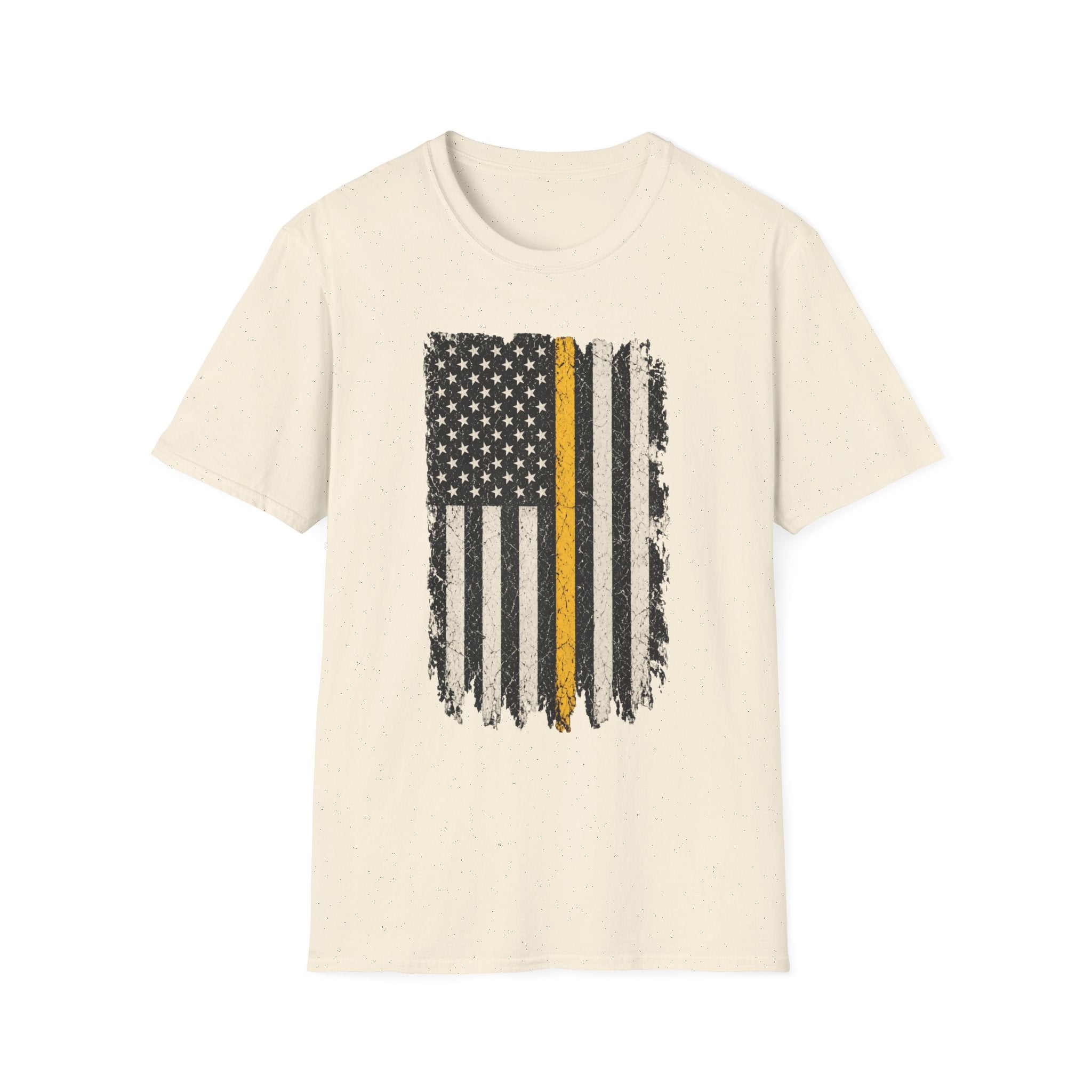 Thin Gold Line American Flag T-Shirt – Support 911 Dispatchers and Emergency Communications Tee