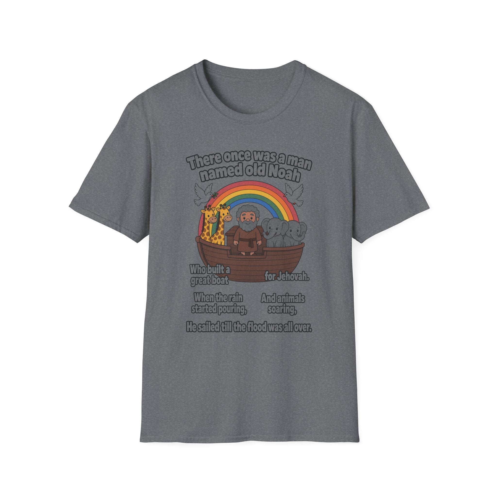 Noah Ark T-Shirt — "There once was a man named old Noah" Cute Rainbow Animal Tee