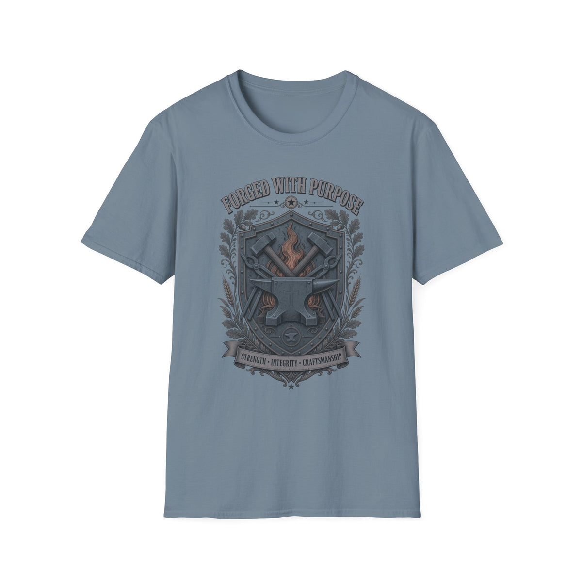 T-Shirt — "Forged With Purpose" Blacksmith Crest Graphic Tee