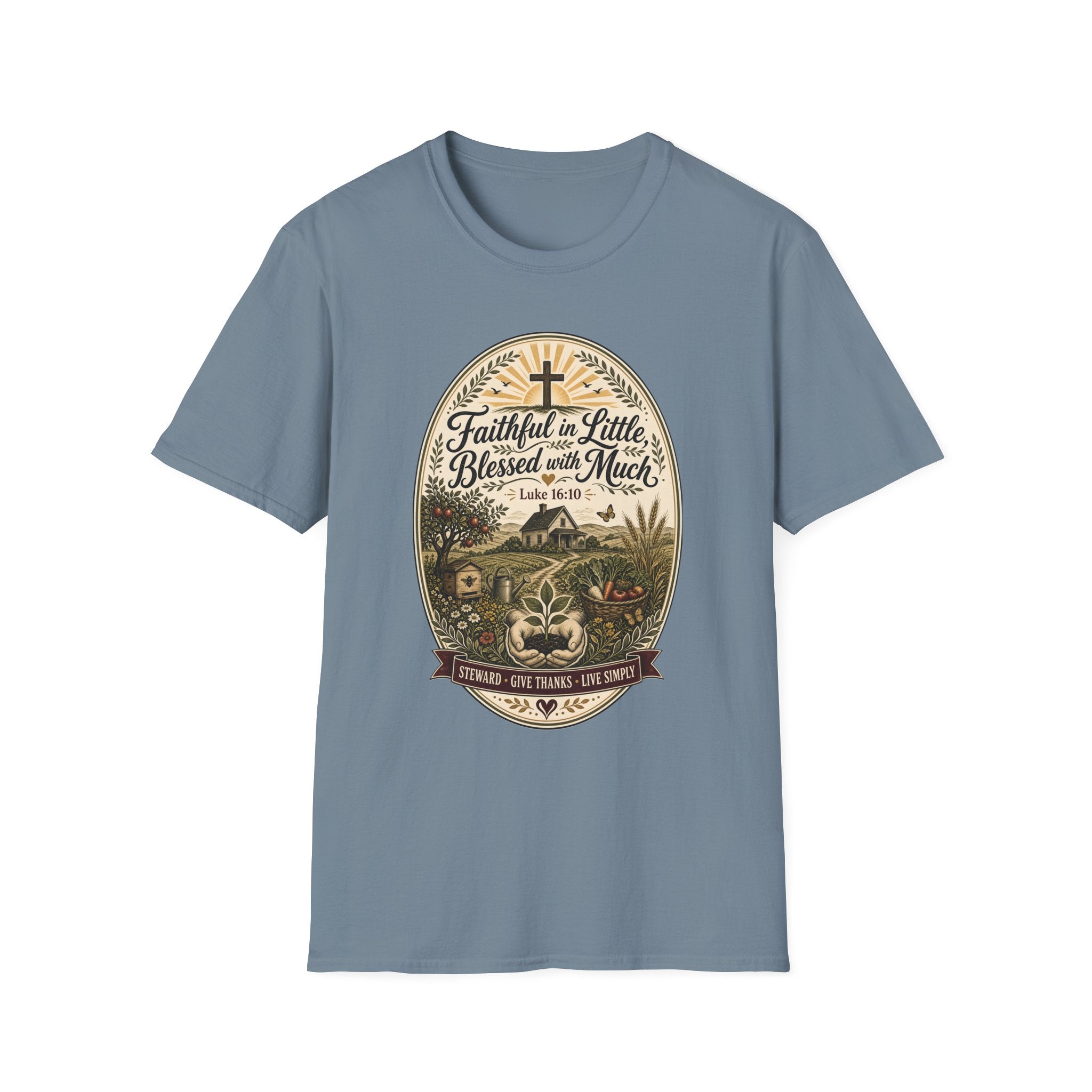 Faithful in Little Tee — "Blessed with Much" Christian T-Shirt (Luke 16:10)
