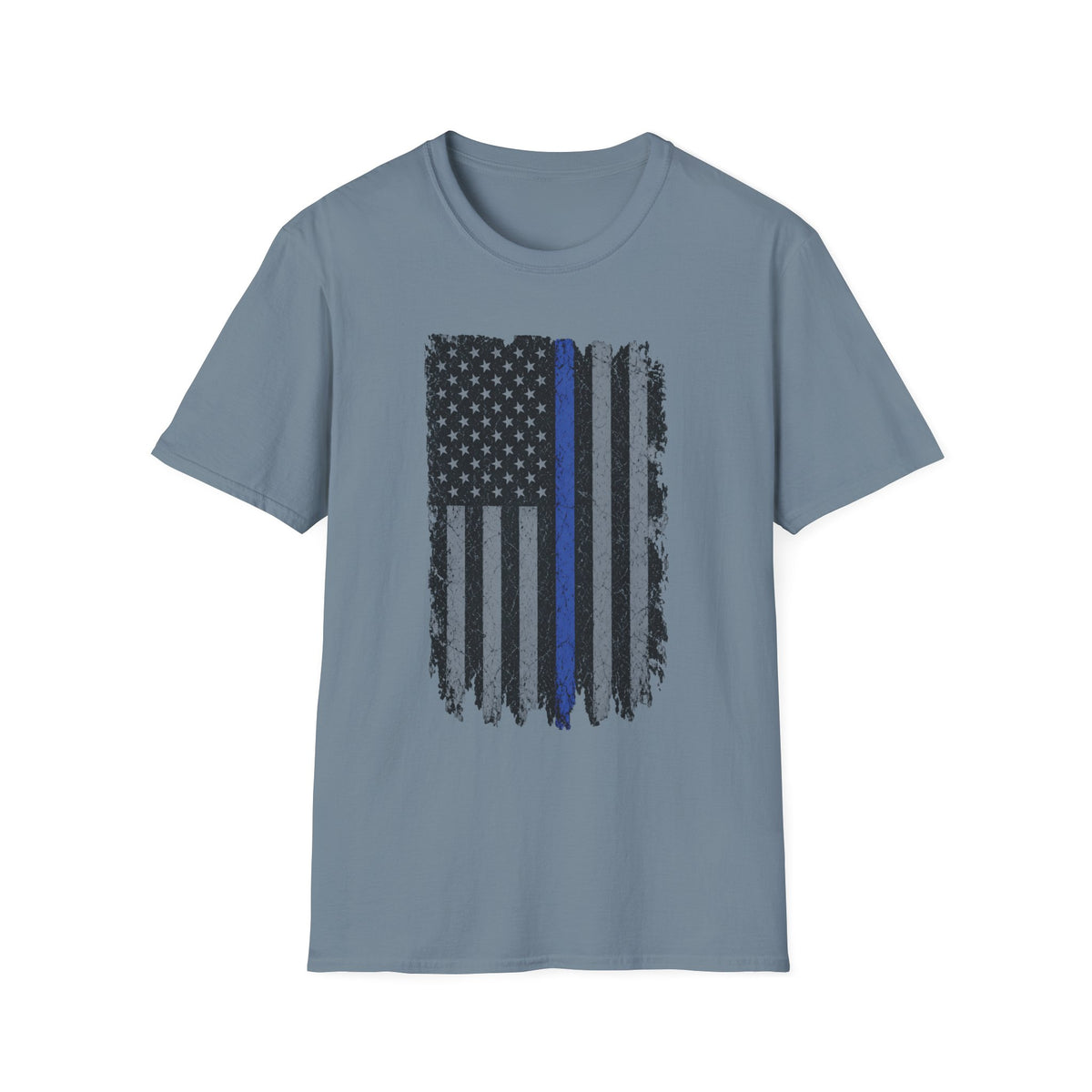 Distressed Thin Blue Line American Flag T-Shirt — Support Police Tribute Tee