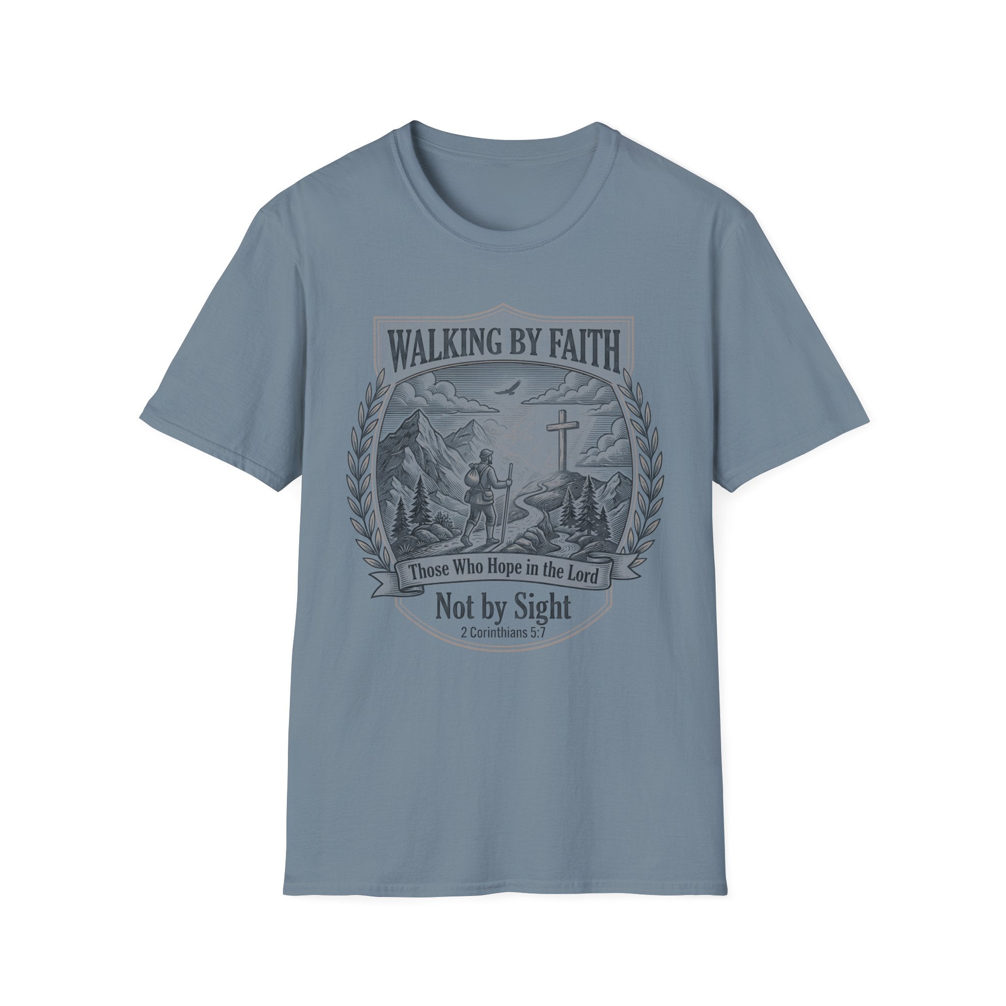 Walking By Faith T-Shirt — "Not by Sight" Christian Faith Graphic Tee