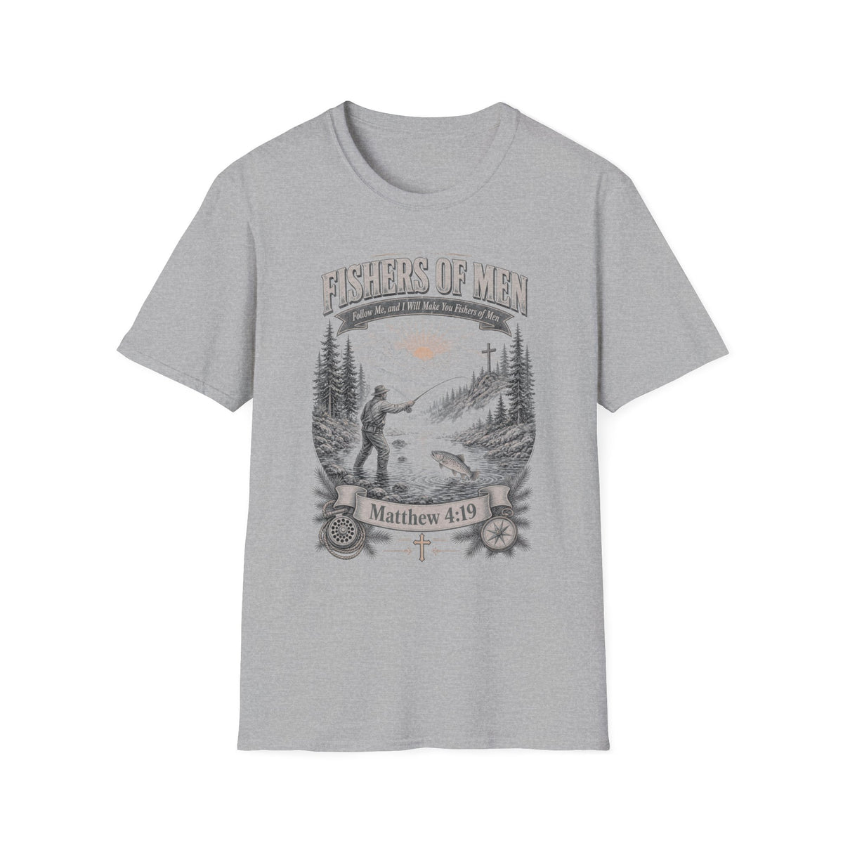 Fishers of Men T-Shirt — Matthew 4:19 Christian Fishing Tee