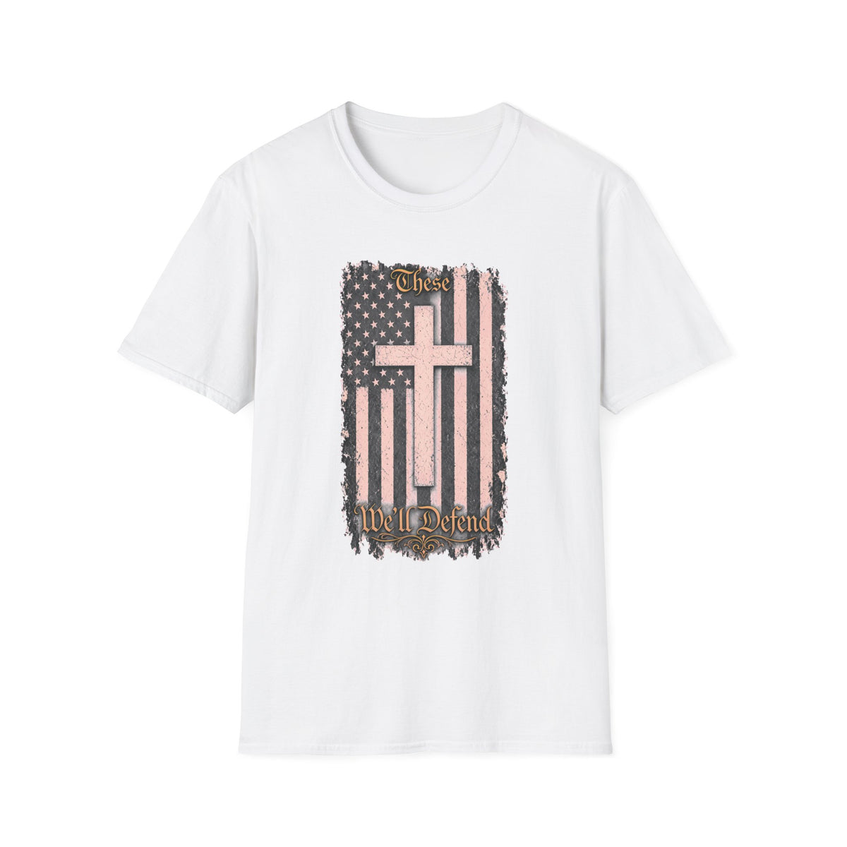 Christian Flag Cross T-Shirt — These Colors Don’t Run Inspirational Faith Tee