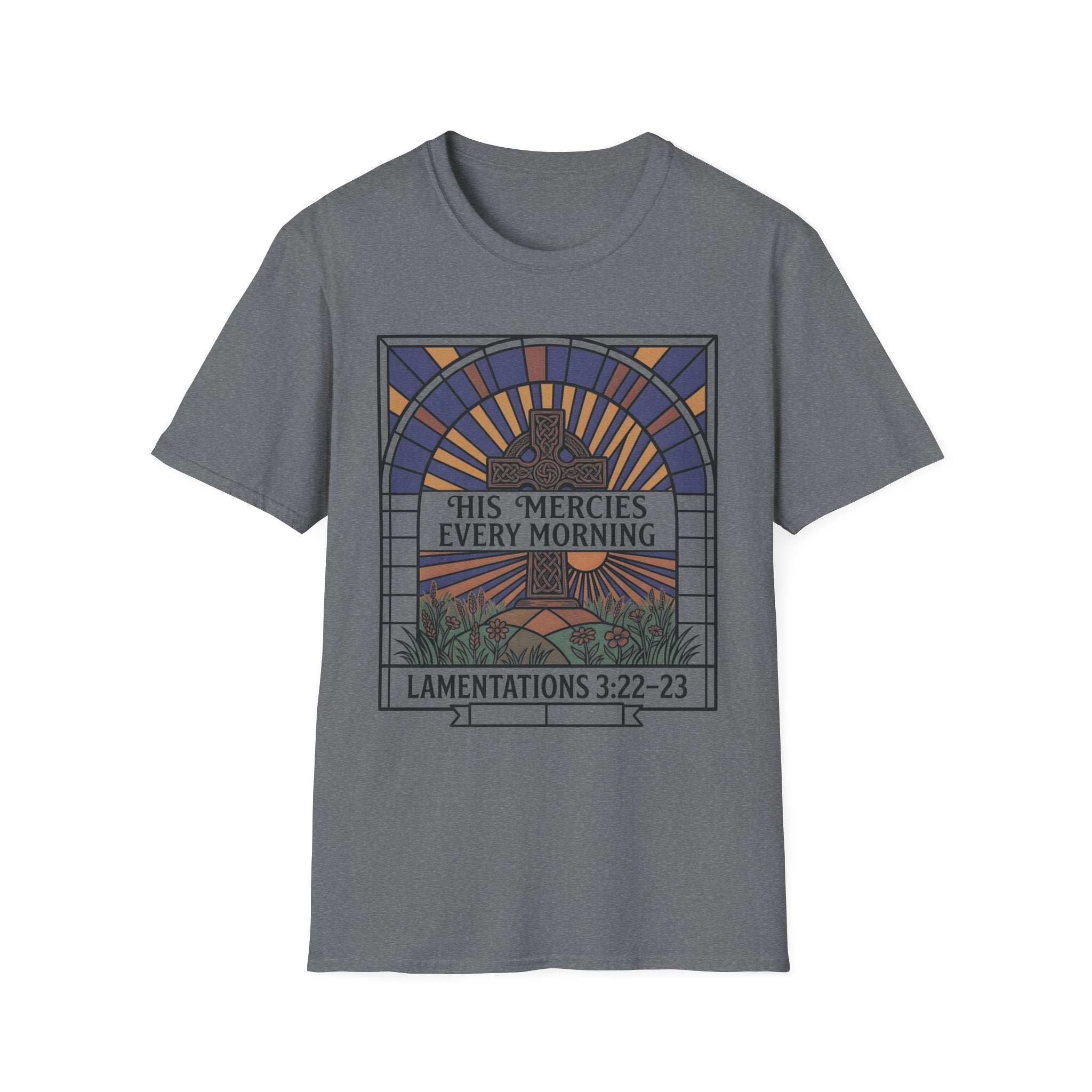 Christian T‑Shirt — "His Mercies Every Morning" (Lamentations 3:22–23)