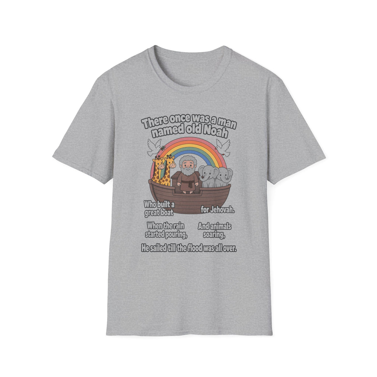 Noah Ark T-Shirt — "There once was a man named old Noah" Cute Rainbow Animal Tee