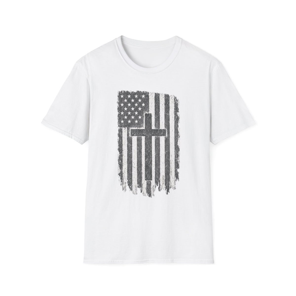 Distressed American Flag Cross T-Shirt — Christian Patriotic Tee