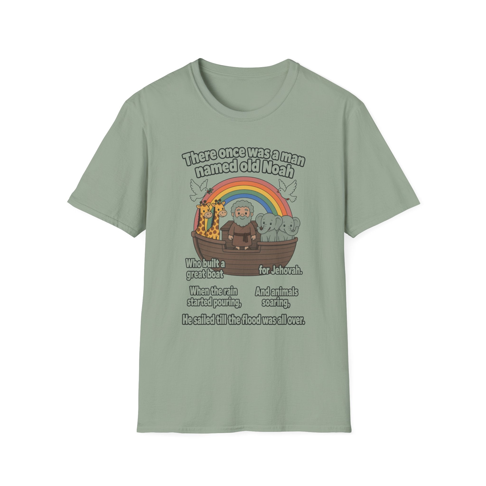 Noah Ark T-Shirt — "There once was a man named old Noah" Cute Rainbow Animal Tee