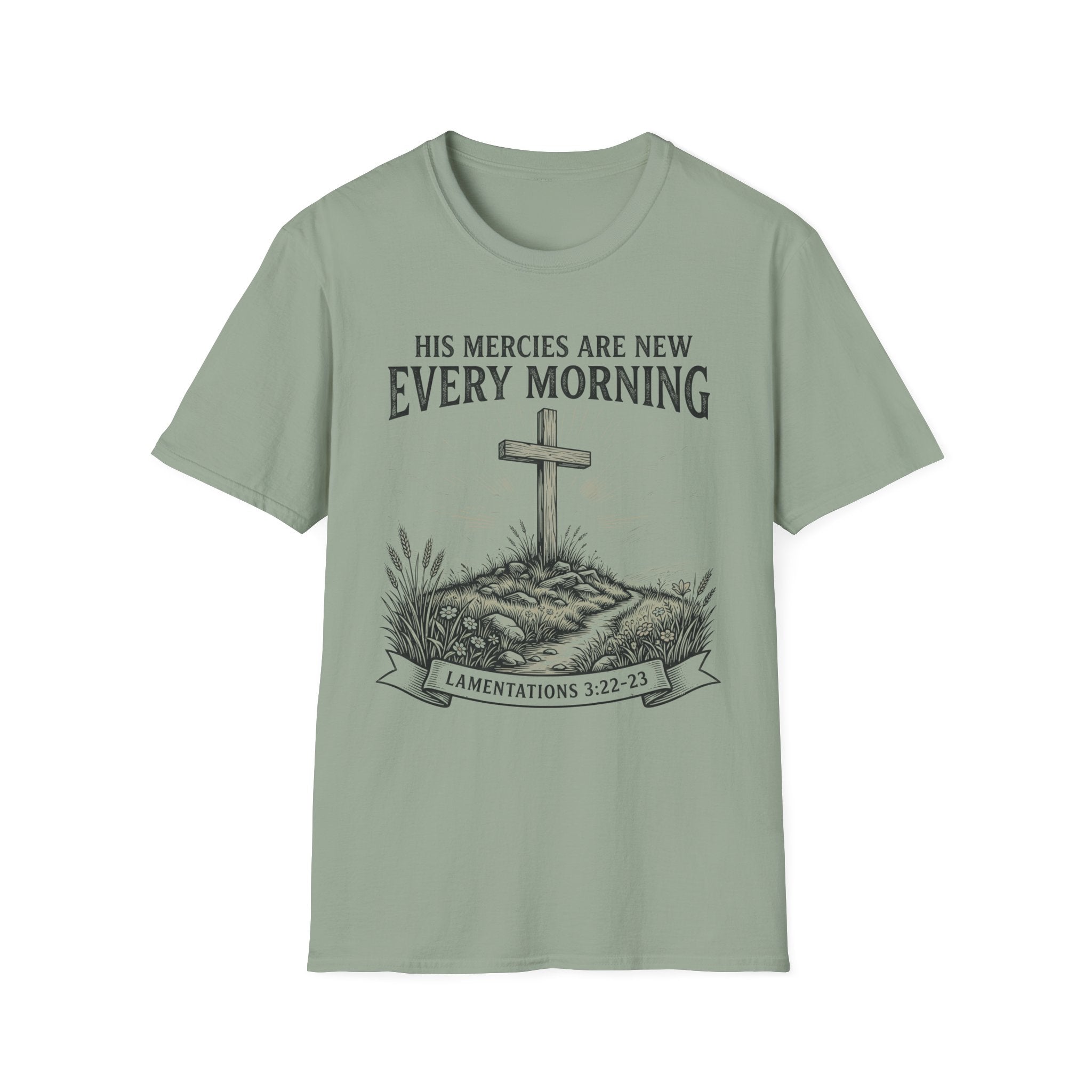 His Mercies Are New Every Morning T-Shirt — Christian Faith Tee (Lamentations 3:22-23)