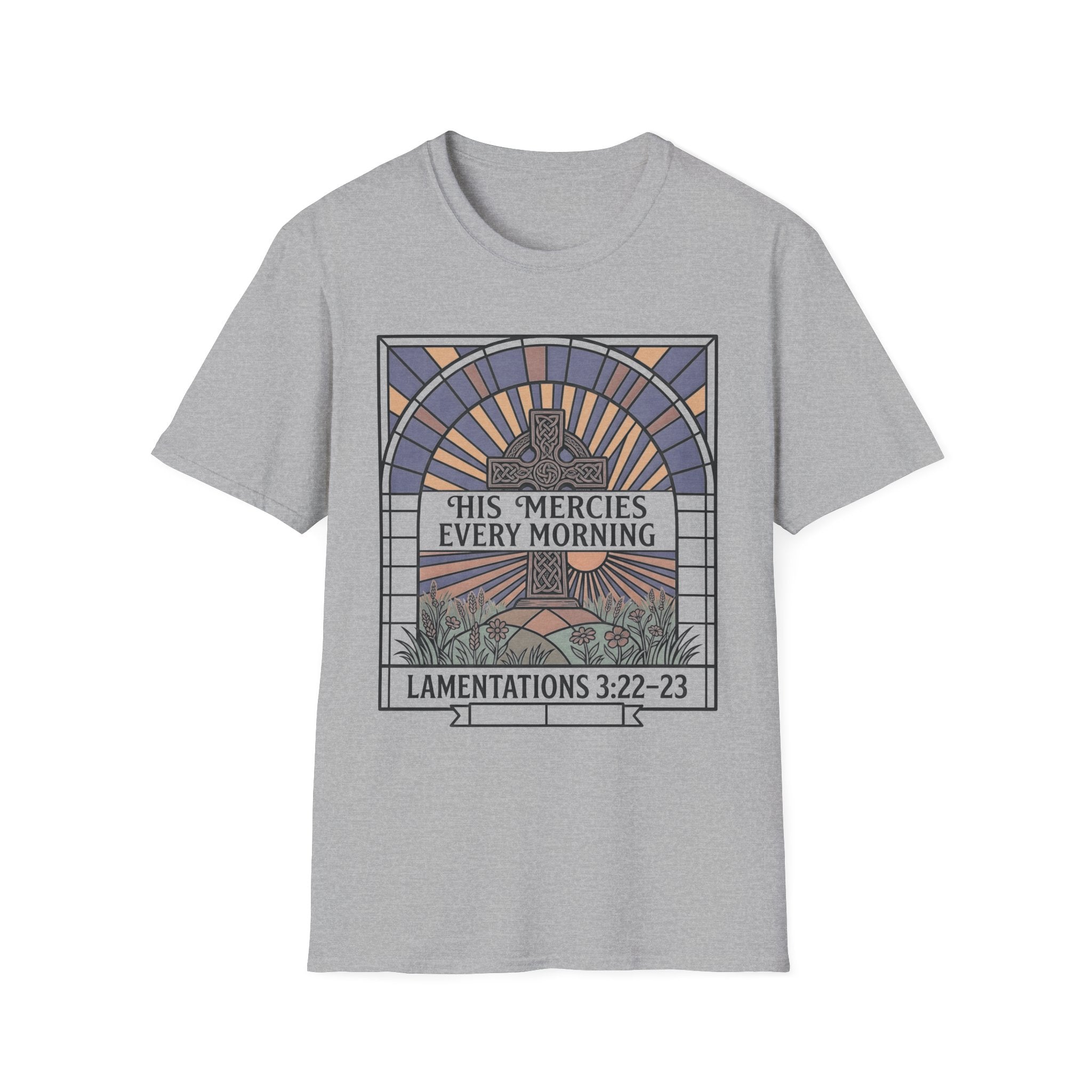 Christian T‑Shirt — "His Mercies Every Morning" (Lamentations 3:22–23)