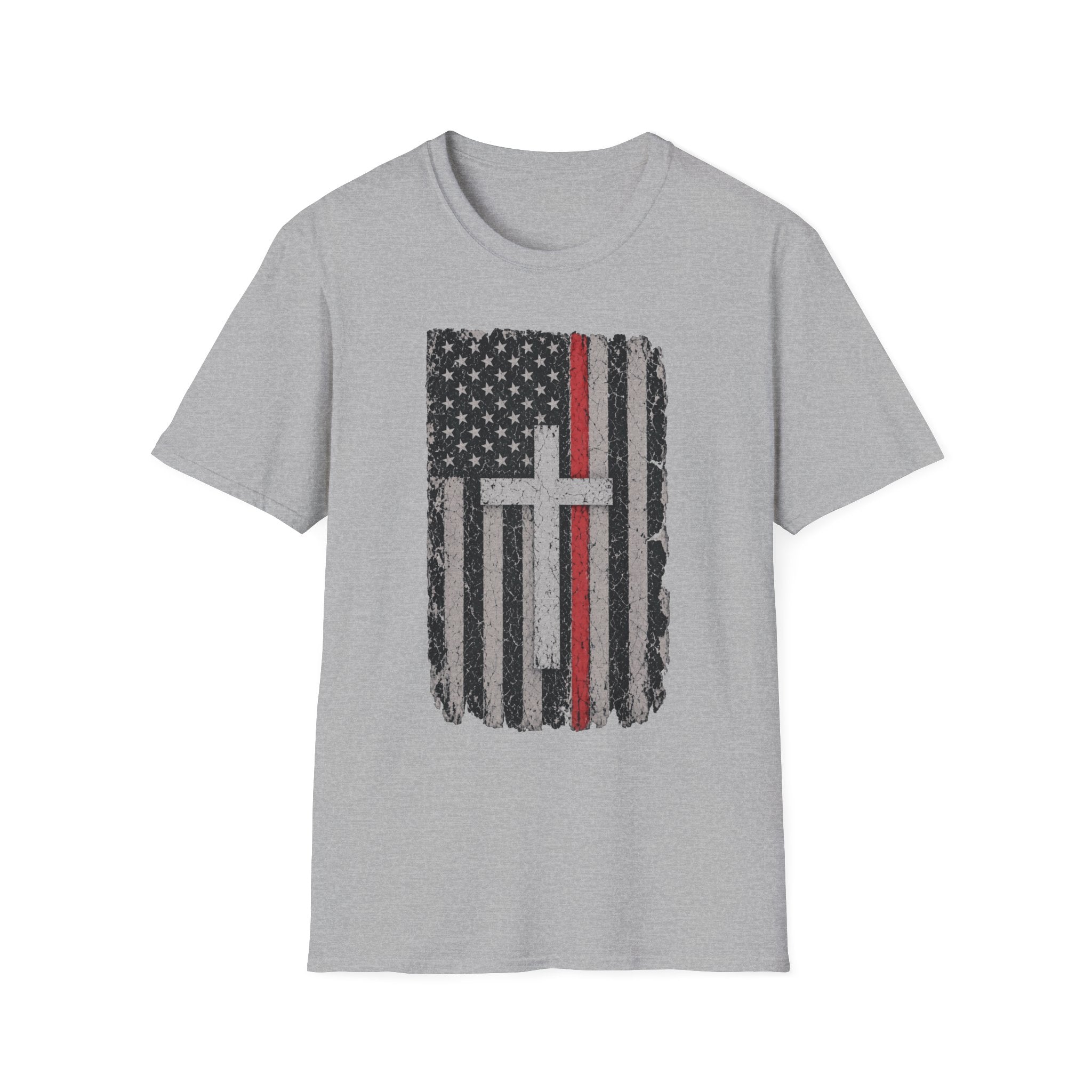 American Flag Cross T-Shirt — Thin Red Line Christian Tee