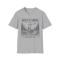 Faith Is My Compass T-Shirt — Christian Cross Hiking Design