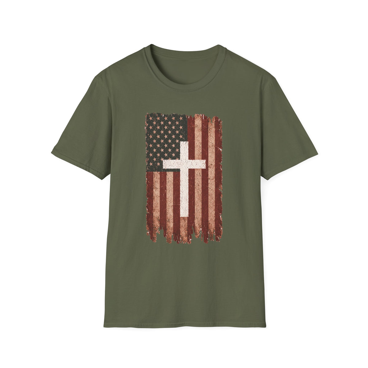 American Flag Cross T-Shirt — Vintage Christian Patriotic Tee