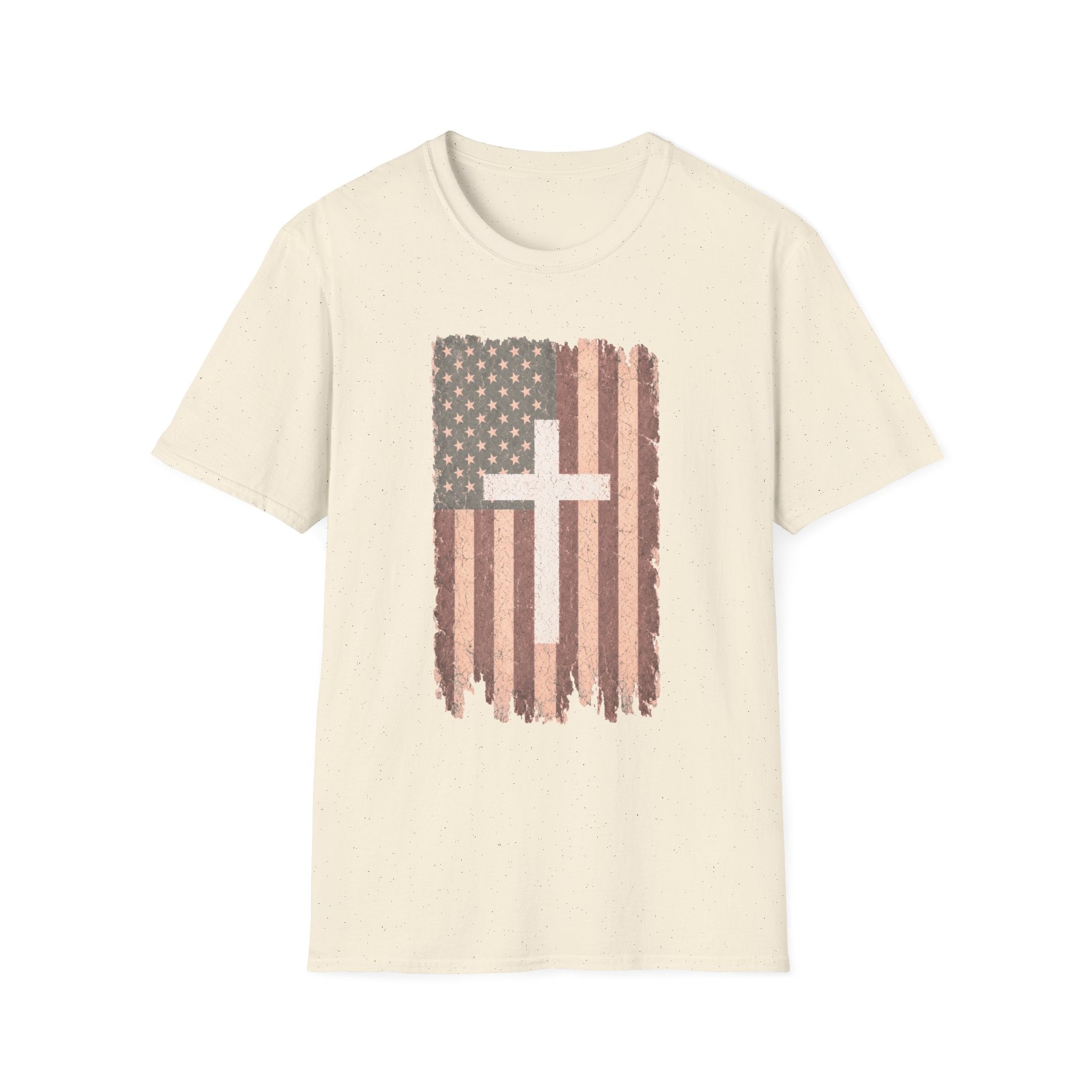 American Flag Cross T-Shirt — Vintage Christian Patriotic Tee