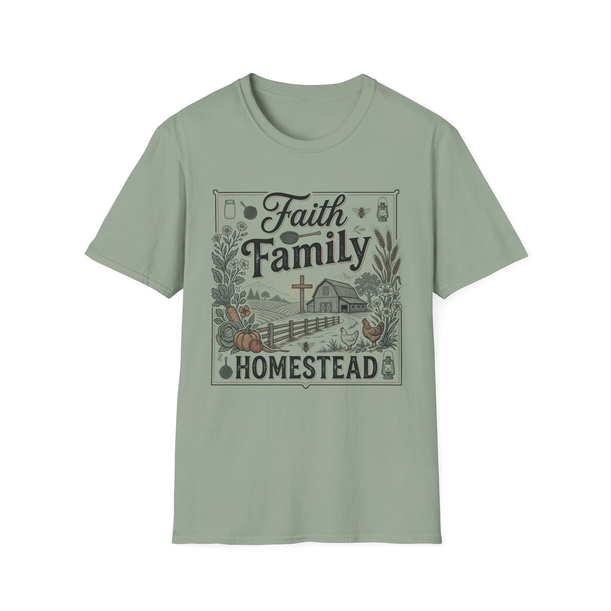 Faith, Family, Homestead T-Shirt — Rustic Christian Farm Tee