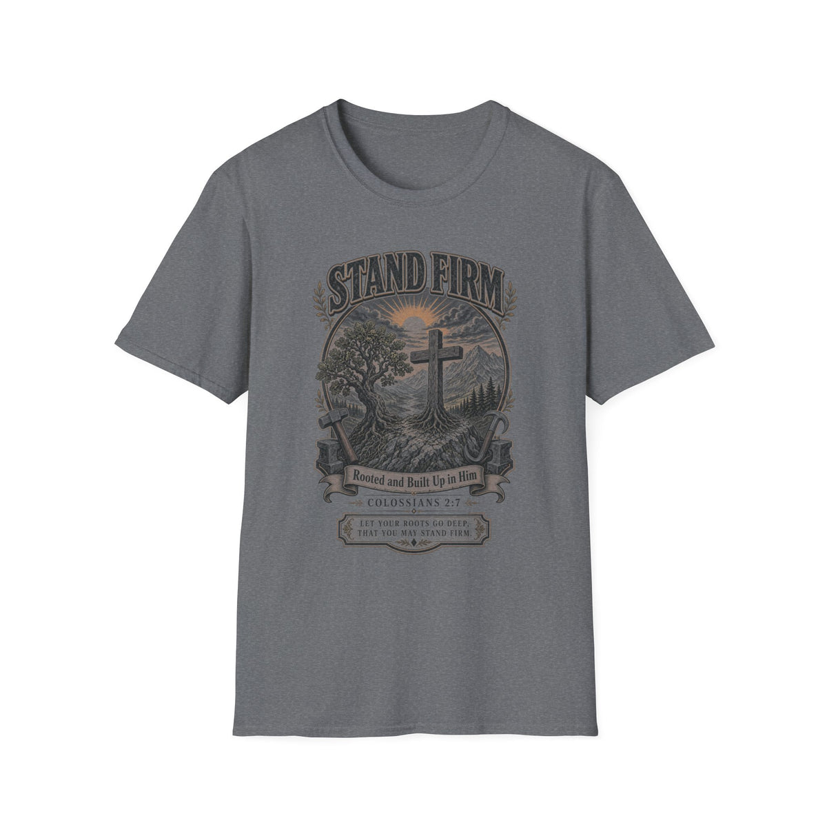 Stand Firm Christian T‑Shirt — Faith Cross Vintage Graphic